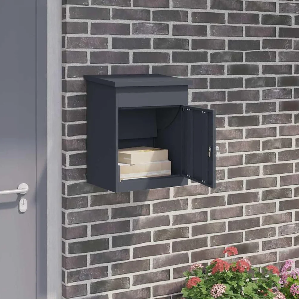vidaXL Skrzynka na przesyłki Z blokadą Antracyt 47,5 x 38 x 59 cm Stal