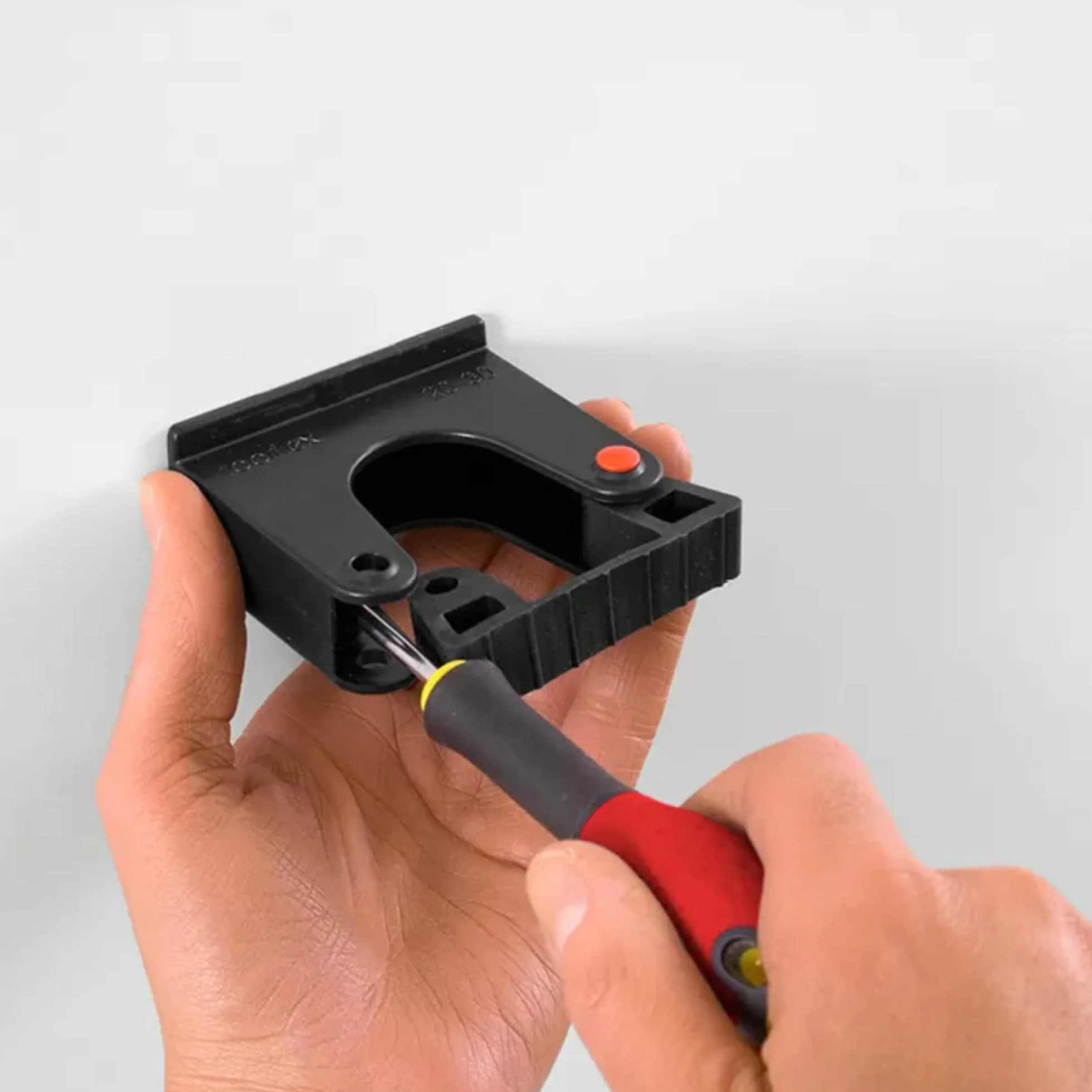 x2 czarne uchwyty do przechowywania narzędzi odpowiednie do organizera ściennego Toolflex (30 – 40 mm)