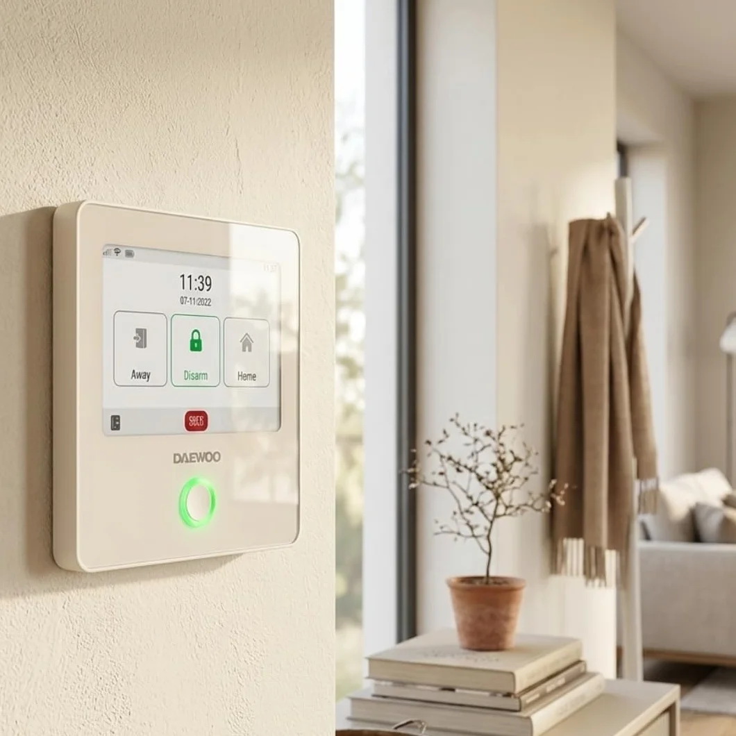 Daewoo Security Touch Essential+ - Alarm domowy bez abonamentu z kamerą HD, syreną słoneczną, 4 czujniki drzwi, 2 czujniki ruchu - kompatybilny z Alexa i Google Home