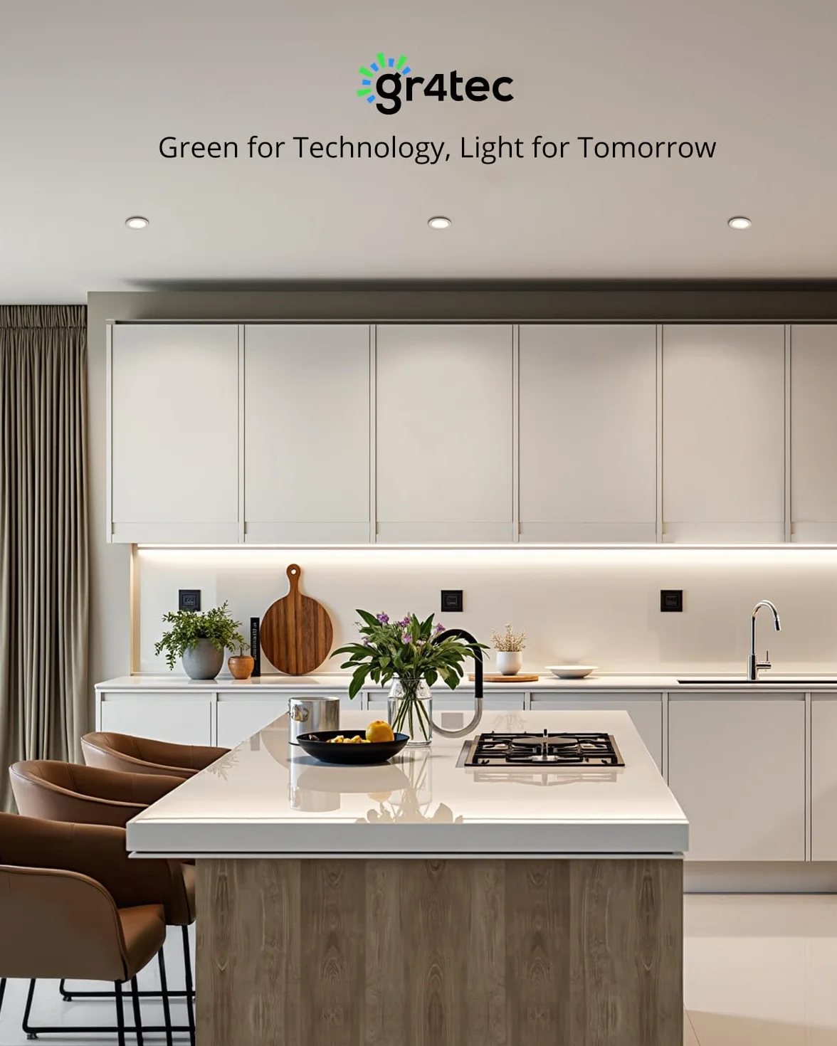 Gr4tec LED Spot Sufitowy, 6W, 4000K, Biały, Otwór 68-80mm, IP65, Łazienka, Salon