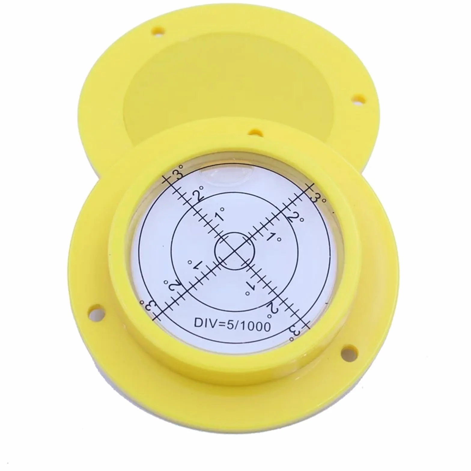 Krenometr do poziomicy kołowej do dźwigów, 90 x 17 mm, 1 sztuka | Okrągły pomiar bąbelków na poziomie spiralnym, urządzenie pomiarowe, rozmiar 90 x 17 mm, 1 szt. (żółty)