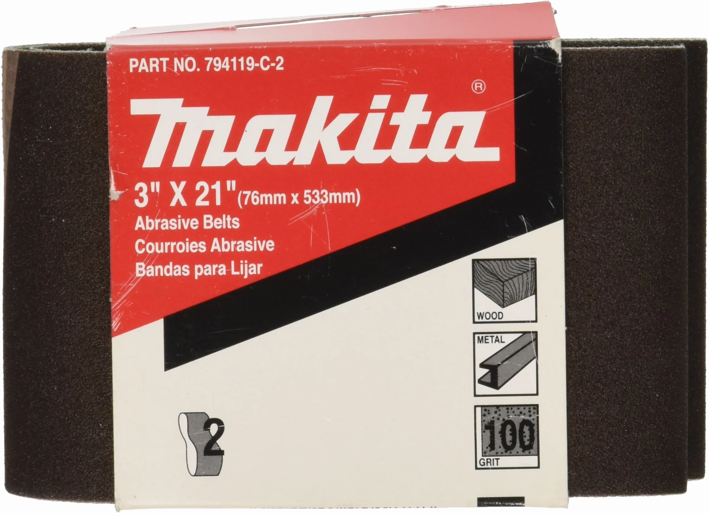 Makita 742308-3 3-calowy x 51 cm ścierny pas szlifierski, ziarnistość 80 (10/szt.)
