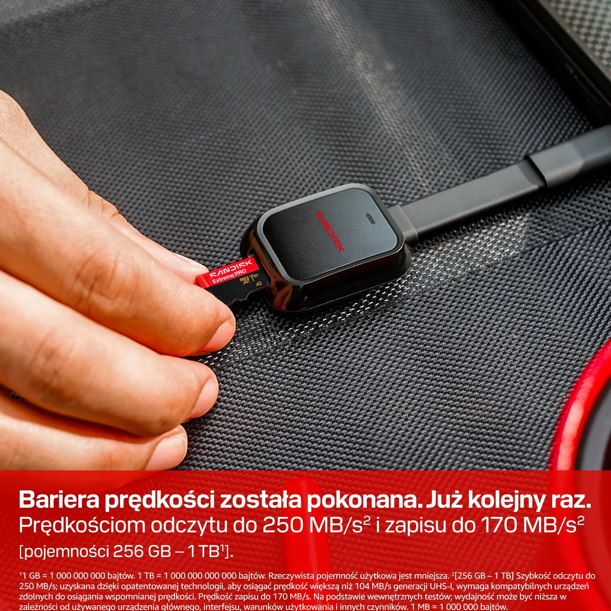 SANDISK Extreme PRO microSD Karta UHS-I + SD Adapter, 256 GB (prędkość odczytu do 250 MB/s i prędkość zapisu do 170MB/s, 5K, 3K, 4K UHD, C10, V30, U3, A2)