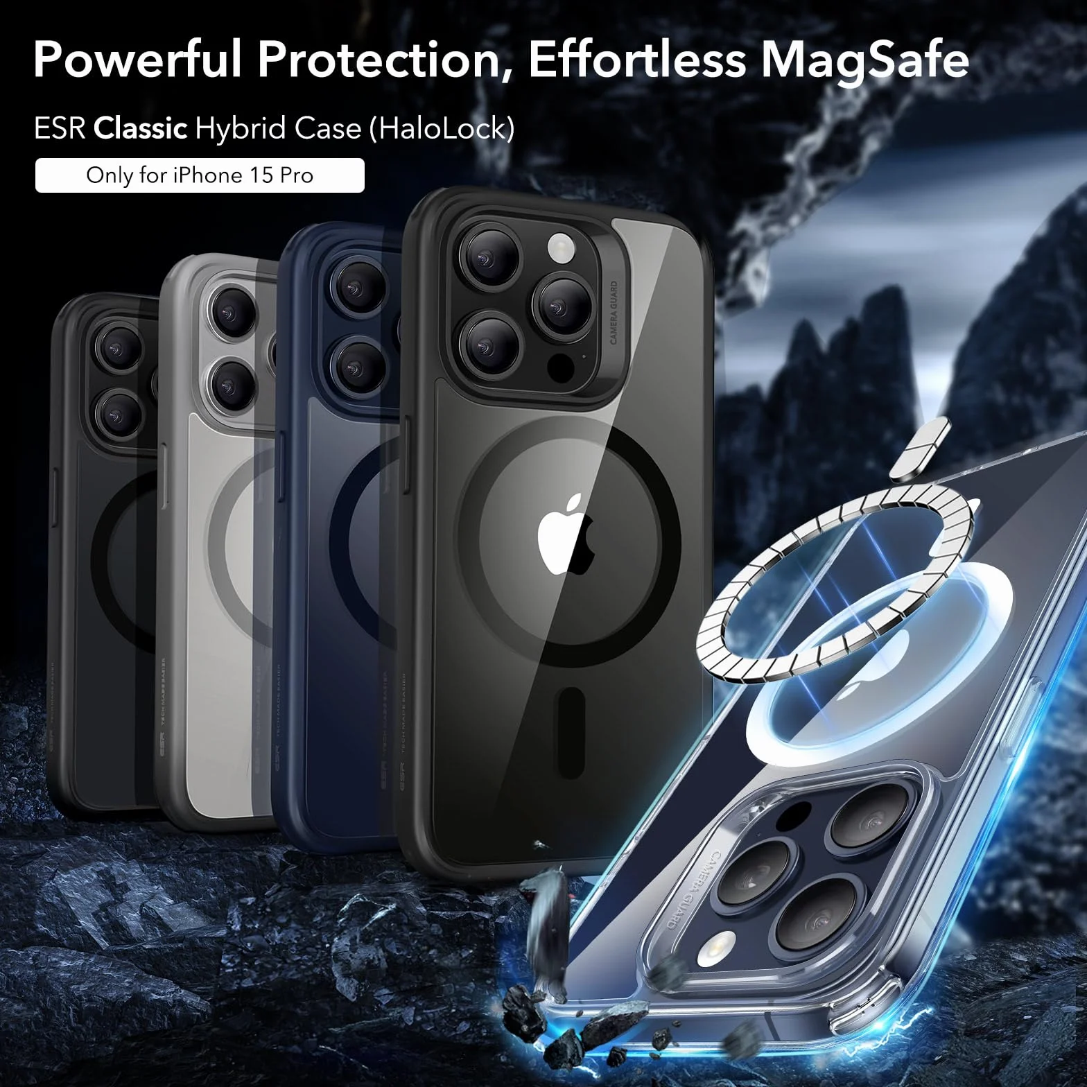 ESR Etui do iPhone 15 Pro MagSafe przezroczyste ochrona wojskowa