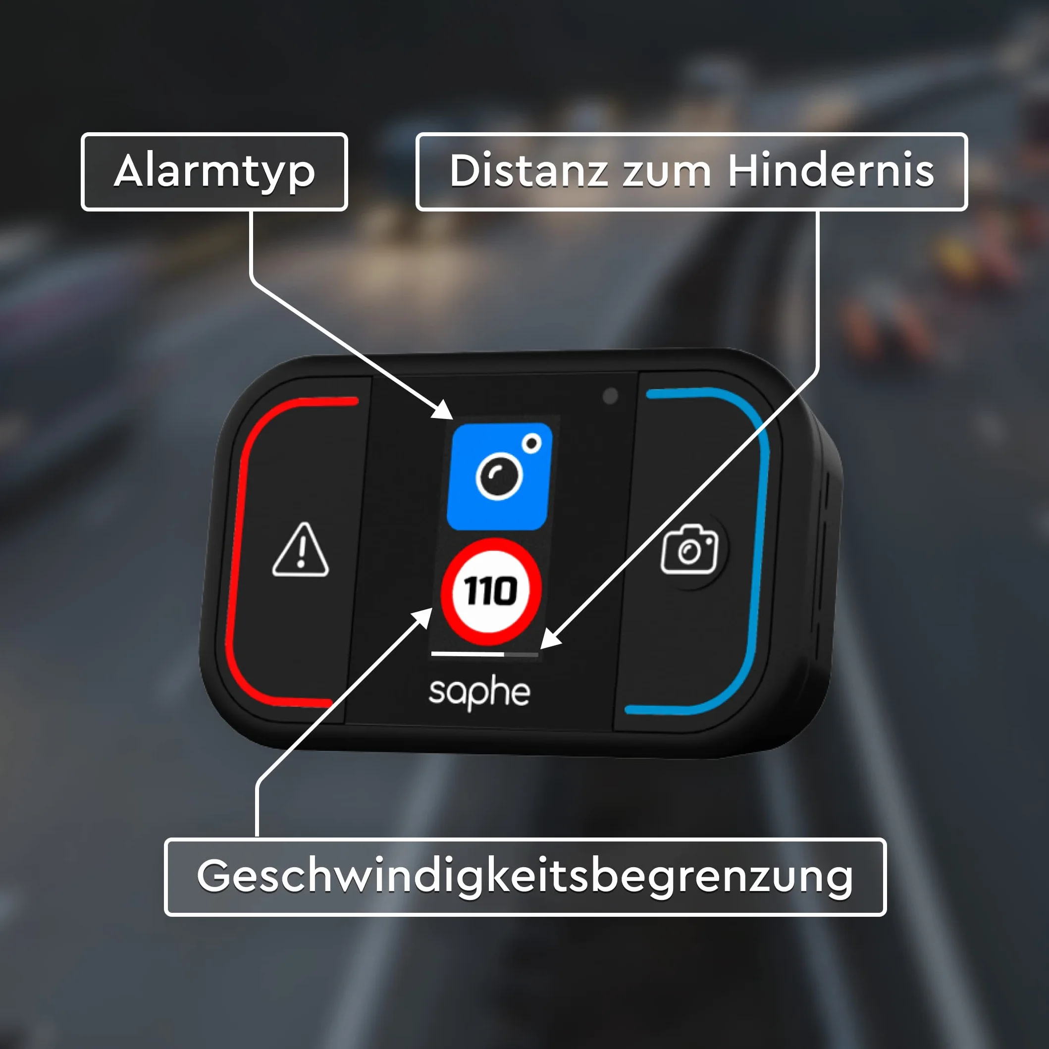 Saphe Drive Mini ostrzegacz przed radarami do samochodu z kolorowym wyświetlaczem – Wyświetla radary, zagrożenia – dane od Blitzer.de – Żadne ABO nie jest potrzebne