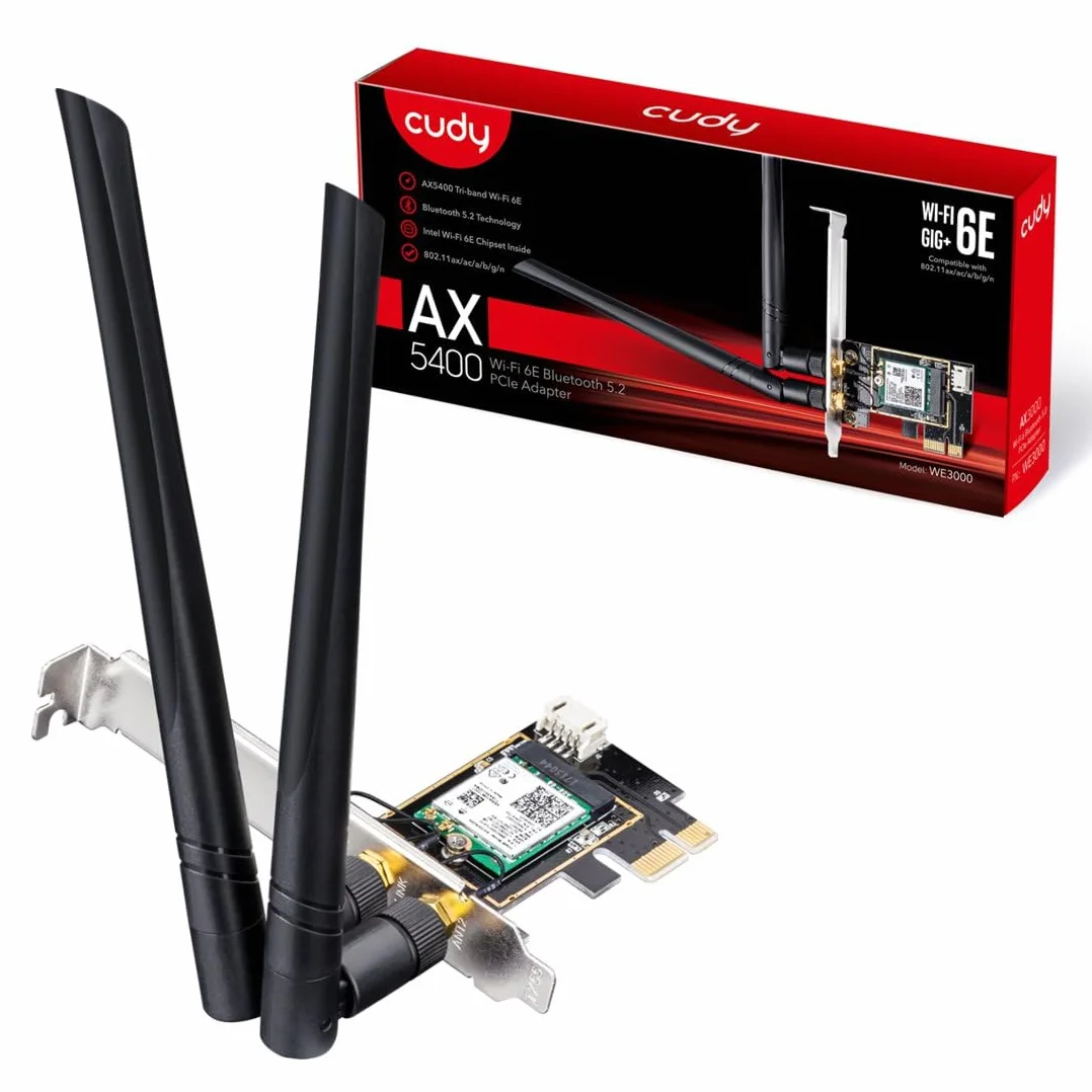 Cudy WE3000 AX 3000 Mbps bezprzewodowa karta WiFi 6 PCIe Bluetooth 5.0 802.11ax czarny