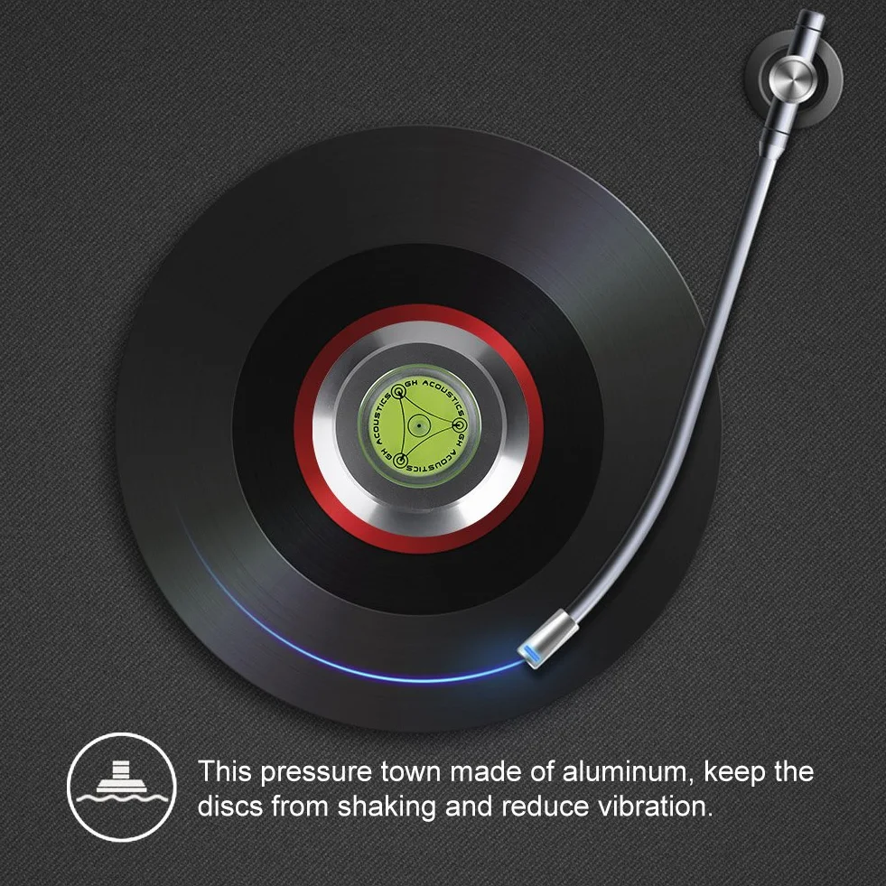 Gramofony winylowe LP Stabilizator płyty, aluminium 120g Zacisk do rekordów Gramofon Gramofon do gramofonu, czarny