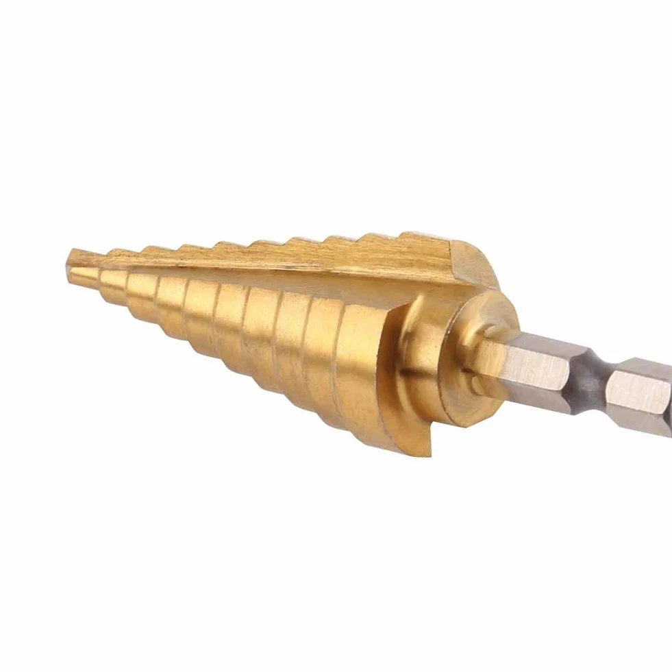 4-22 mm wiertło stopniowe HSS wiertło stożkowe wiertło stożkowe 6,35 mm sześciokątny trzpień powlekany tytanem wiertło stopniowe do drewna tworzywa sztucznego itp