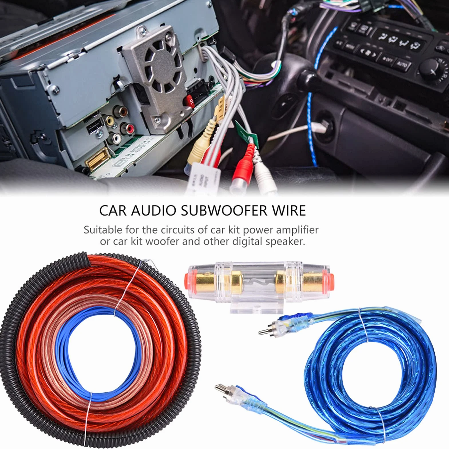 4 Guage 2800W Przewód Wzmacniacz Instalacyjny Zestaw Okablowania Samochodowy Sprzęt Do Audio Subwoofer Kombi Kabli Bezpiecznikowy