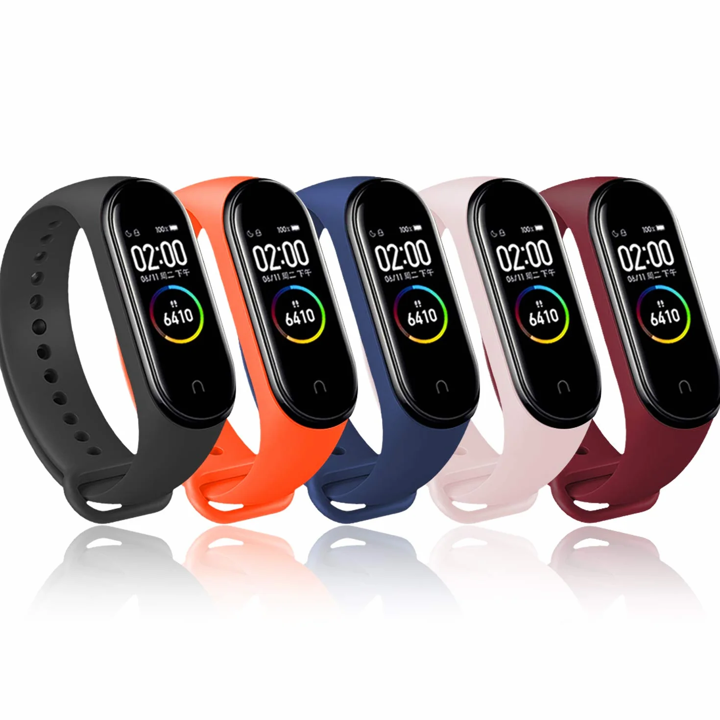 BANGTING 5 PCS Pasek Kompatybilny z Xiaomi Mi Band 3/4, Silikonowy Zegarek Wymiana