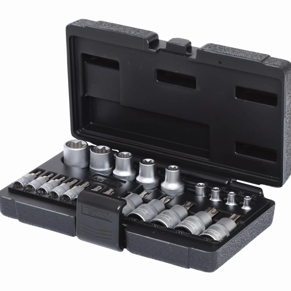 KS Tools 911.4307 Zestaw kluczy nasadowych Torx, 21-szt,1/4"+1/2"