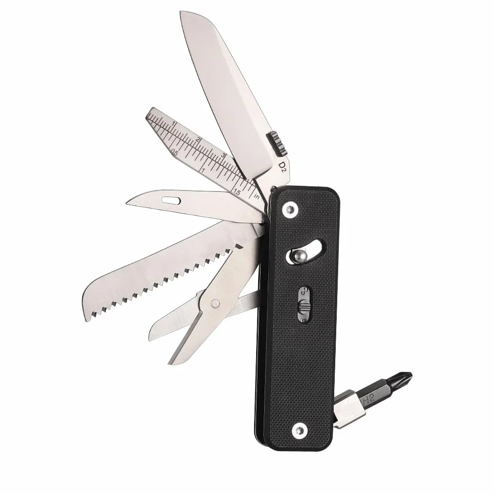 ROXON S503G Flex Companion Tool modułowa konstrukcja i regulowane narzędzie kieszonkowe, wstępnie zainstalowane z 8 ważnymi narzędziami (1/4" bit Driver, ostrze D2, śrubokręt, piła stożkowa, nożyczki
