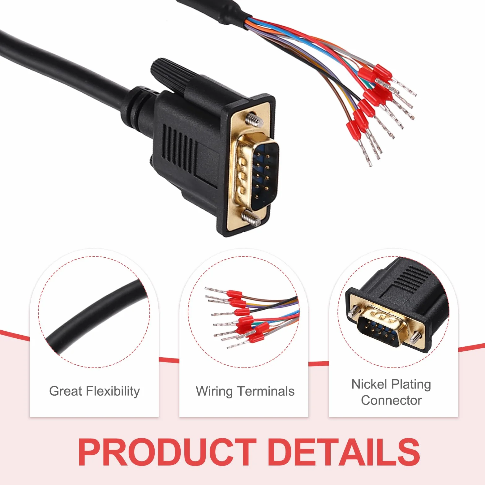 QUARKZMAN DB9 RS232 kabel szeregowy 26AWG 0,5 m podwójnie ekranowany