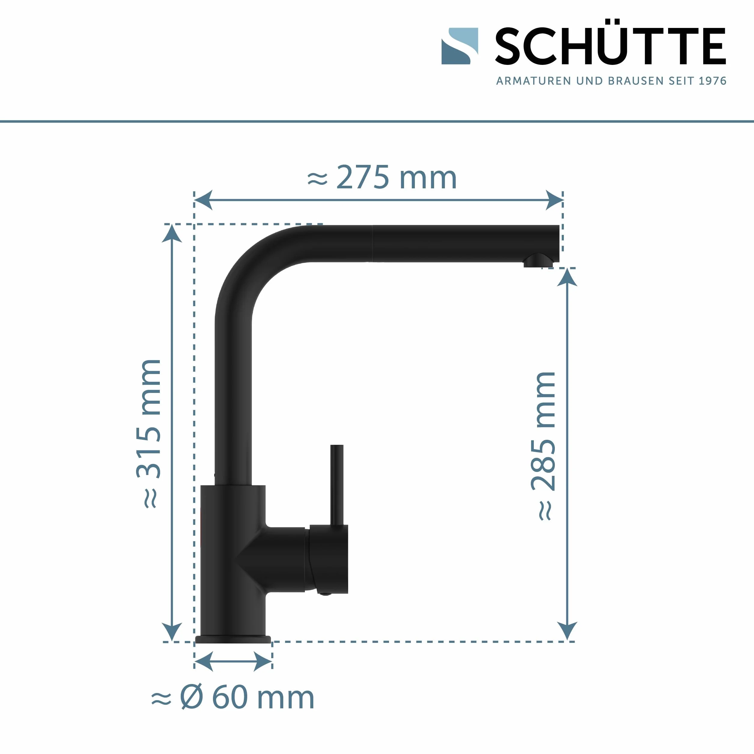 SCHÜTTE 99760 VITAL armatura zlewozmywakowa z czujnikiem, armatura kuchenna z wyciąganą słuchawką, automatyczny kran z czujnikiem, bateria mieszakowa, zlew, bezdotykowa armatura na podczerwień, czarna