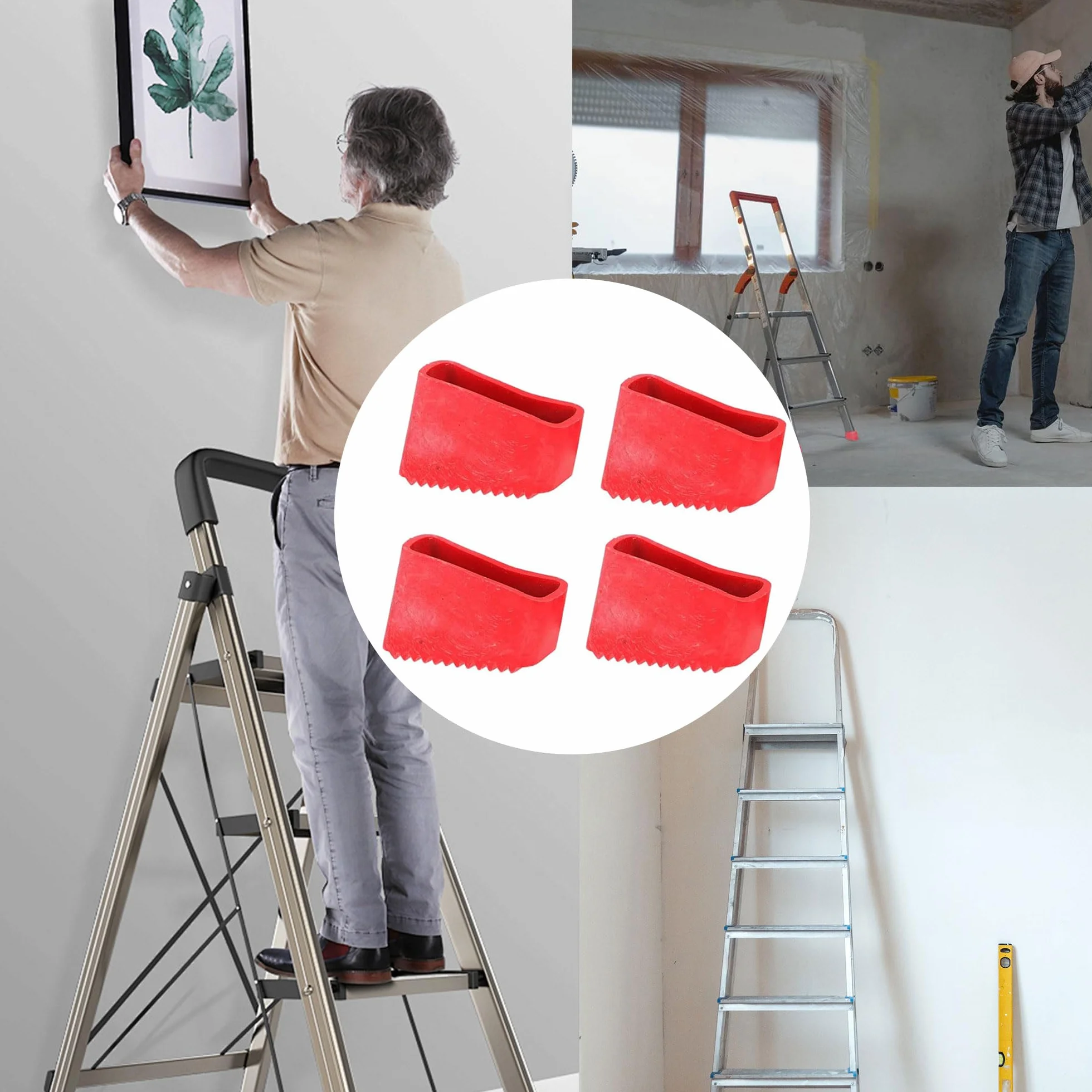 4 sztuki antypoślizgowych mataczek pod stopy drabiny, gumowe nóżki drabin, antypoślizgowe nóżki drabin, antypoślizgowe gumowe nóżki drabinowe, uniwersalne antypoślizgowe maty pod drabiny, uniwersalne