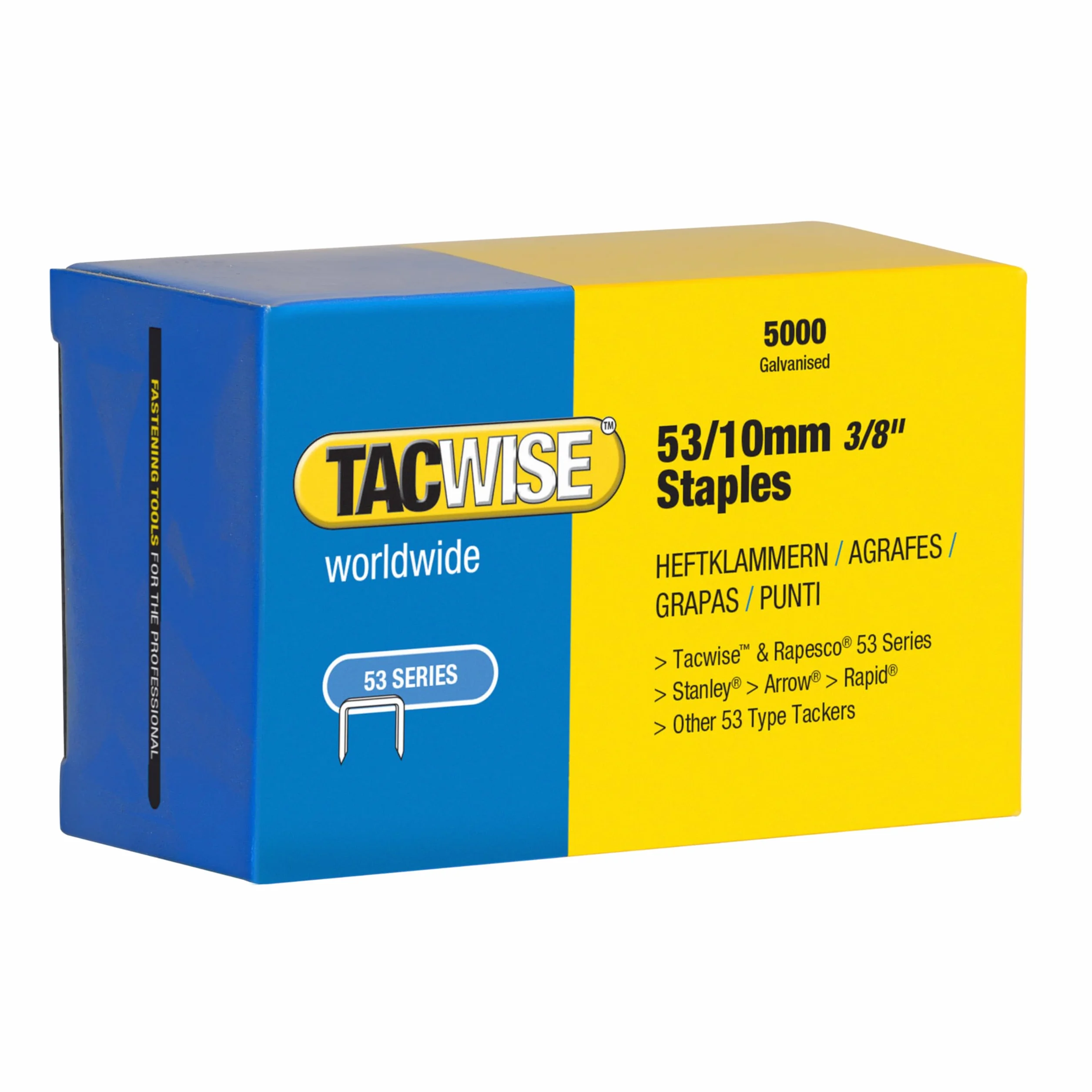 Tacwise 0431 typ 53/10 mm wytrzymałe zszywki ocynkowane, 5000 sztuk