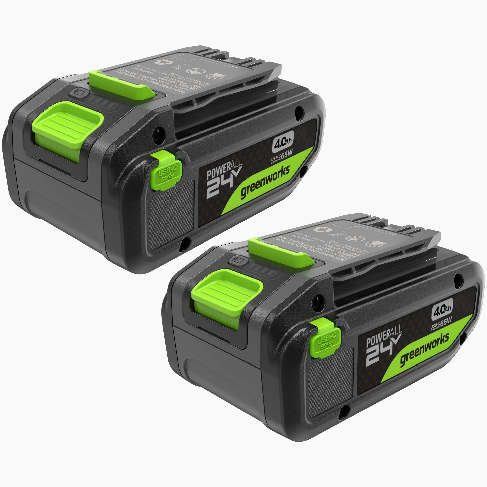 Greenworks TwinPack 24 V 4 Ah akumulator USB-C o dużej mocy odpowiedni do wszystkich urządzeń 200+ Greenworks 24 V, 2-letnia - K2D8NNA