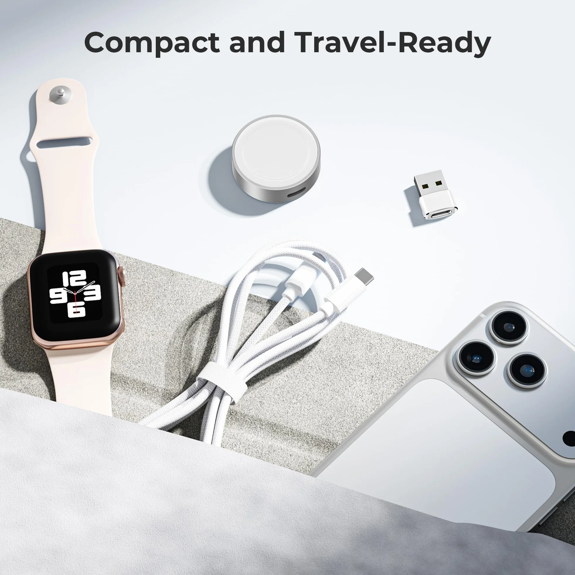 Basesailor Magnetyczna ładowarka do Apple Watch 11 10,Bezprzewodowa Baza ładowania USB C 5W,Zestaw Adapter z Kablem Typ C i złącze USB A,Kompatybilny z iWatch Series 9 8 SE Ultra,42 44 46,iPhone 17 16