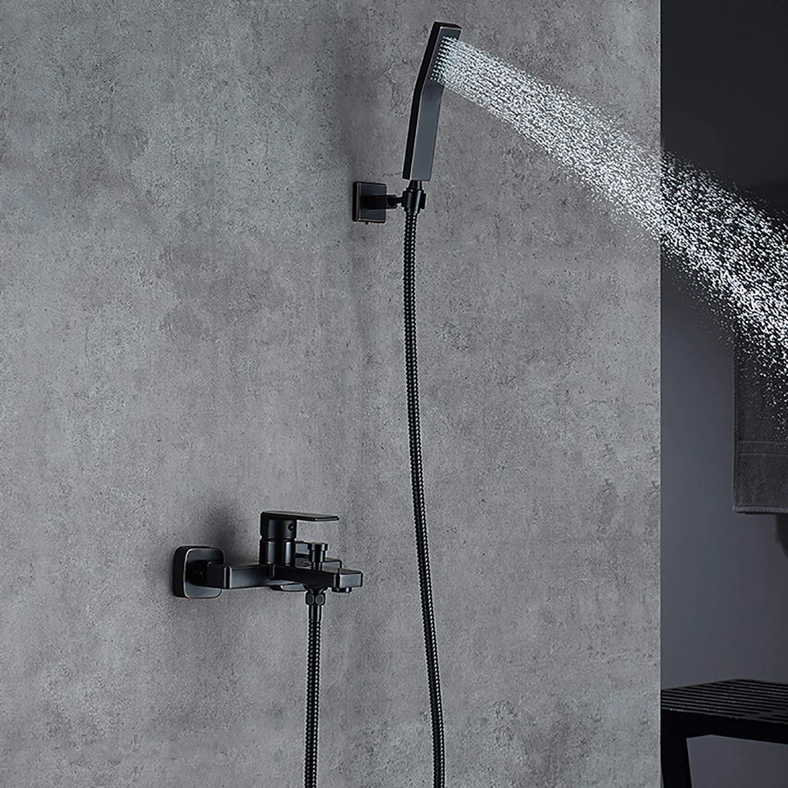 Kran Kuchenny, Bateria wannowa Mosiężna bateria wannowa Pojedynczy uchwyt Podwójna kontrola Bateria wannowa Ścienna bateria wannowa do łazienki z ręcznym prysznicem Wanna Filler Mixer Tap,