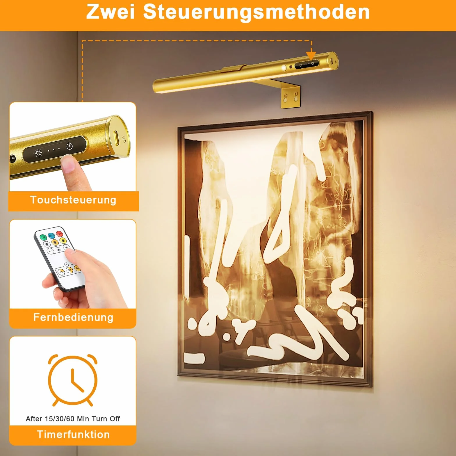 ENCOFT Bezprzewodowa lampa do darta, 5000 mAh, 40 cm, oświetlenie obrazu, akumulator z czujnikiem ruchu, lampa ścienna, możliwość ściemniania, 3 temperatury barwowe, oświetlenie rzutek z pilotem