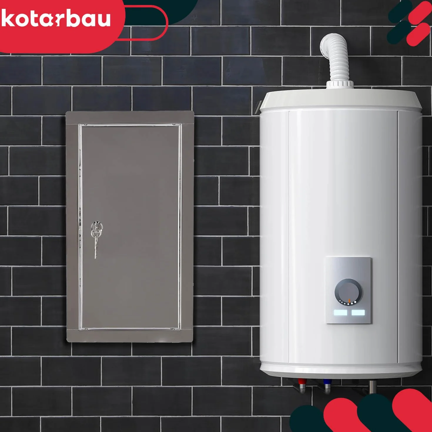 KOTARBAU® Drzwiczki Rewizyjne na Klucz - 30 X 60 CM - Drzwiczki Rewizyjne z Zamkiem - Stal Nierdzewna - Metalowe - Srebrne