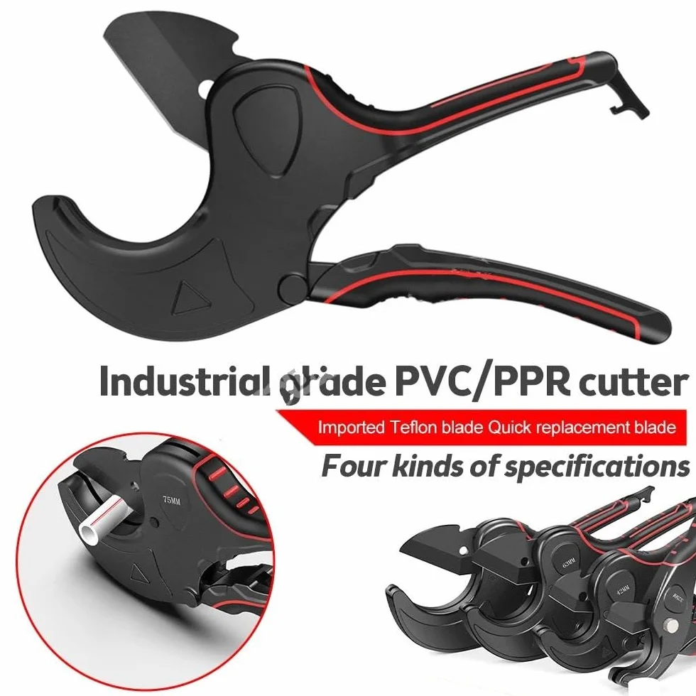 Przecinak do Rur Obcinak do rur 32mm-75mm Korpus ze stopu aluminium Nożyczki zapadkowe Obcinak do rur Narzędzia ręczne do cięcia węży nożyce do rur z grzechotką(0-63mm)