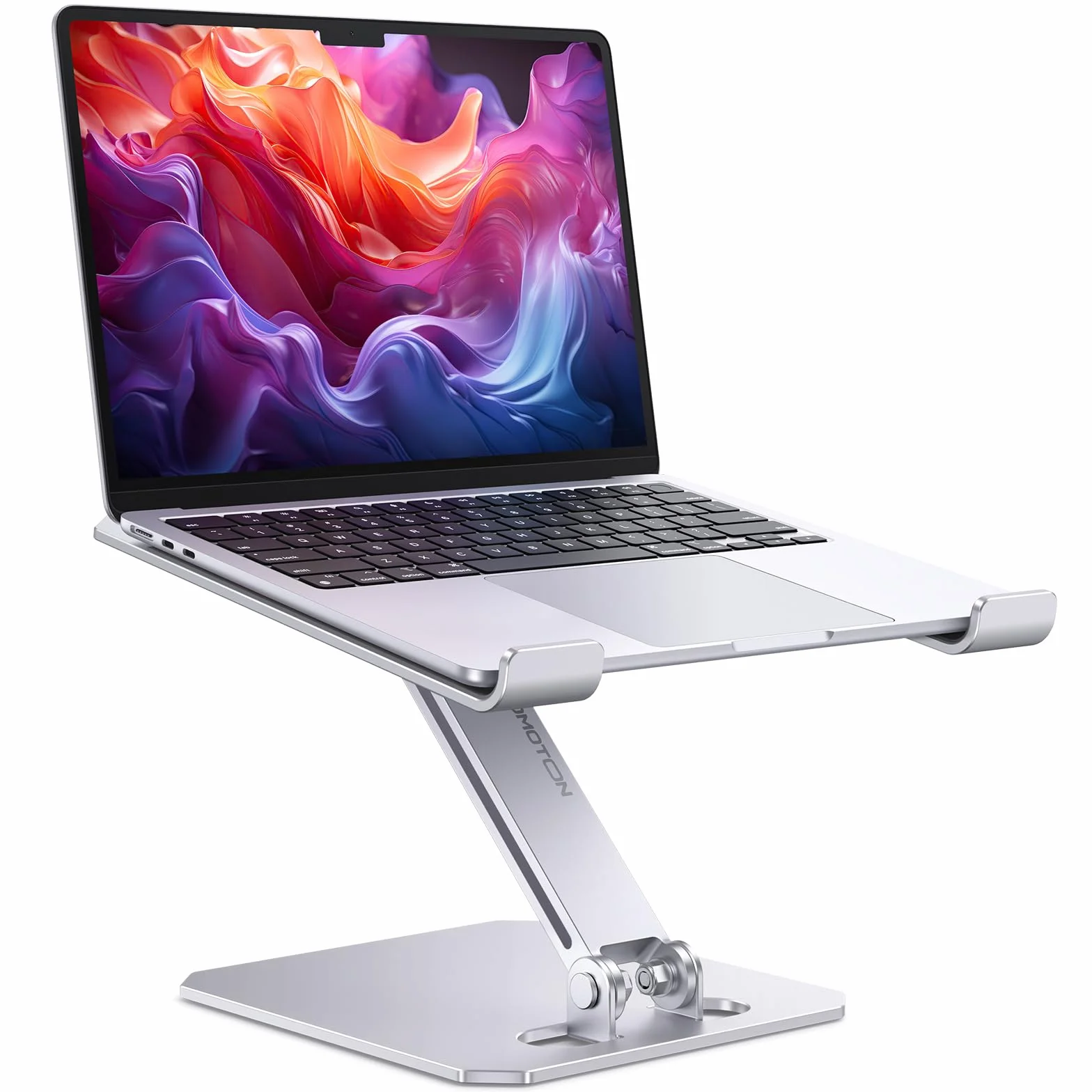 OMOTON Regulowany stojak na laptopa aluminiowy składany z gniazdem ciepła kompatybilny MacBook Air Pro 10-16" srebrny