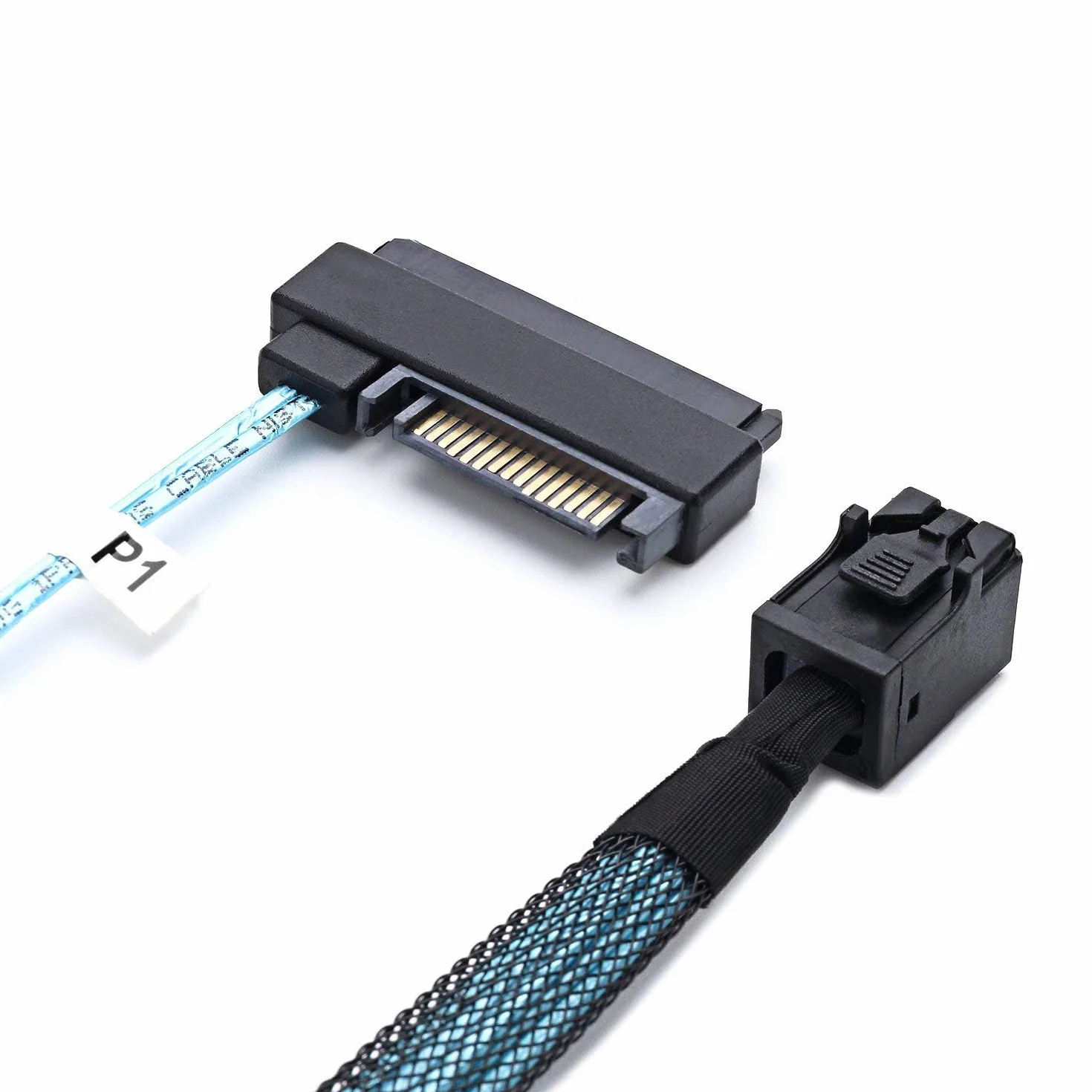 P82CS Mini SAS SFF-8643 na 4 x SFF-8482 & 4x SATA 15-pinowy rozdzielacz kabel zasilania dysk twardy