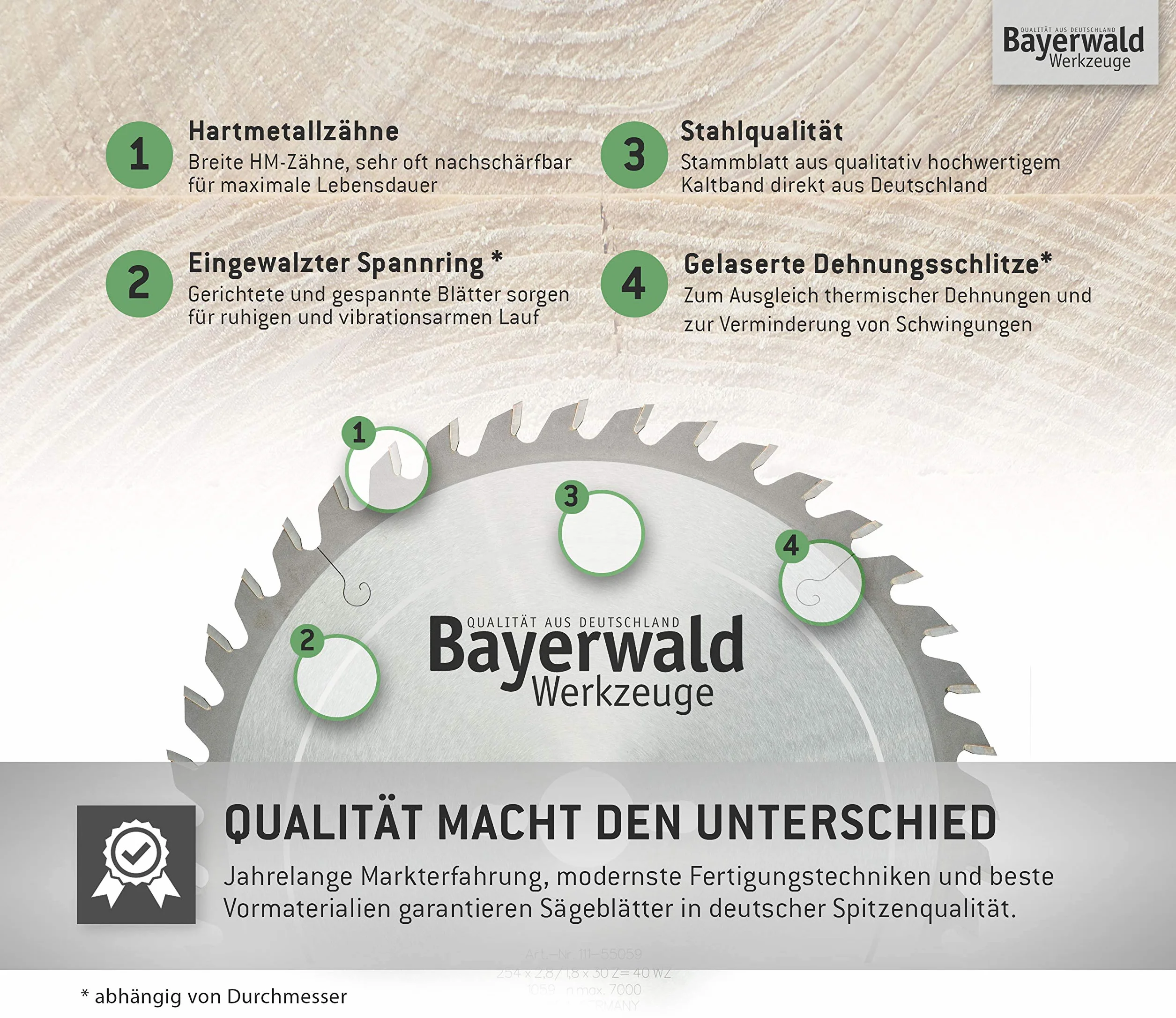 Bayerwald - HM brzeszczot do piły tarczowej - 216 x 2,2/1,8 x 30 | kształt zębów: WZ (40 zębów) | Do oddzielania materiałów profilowych ze stali, bez chłodzenia