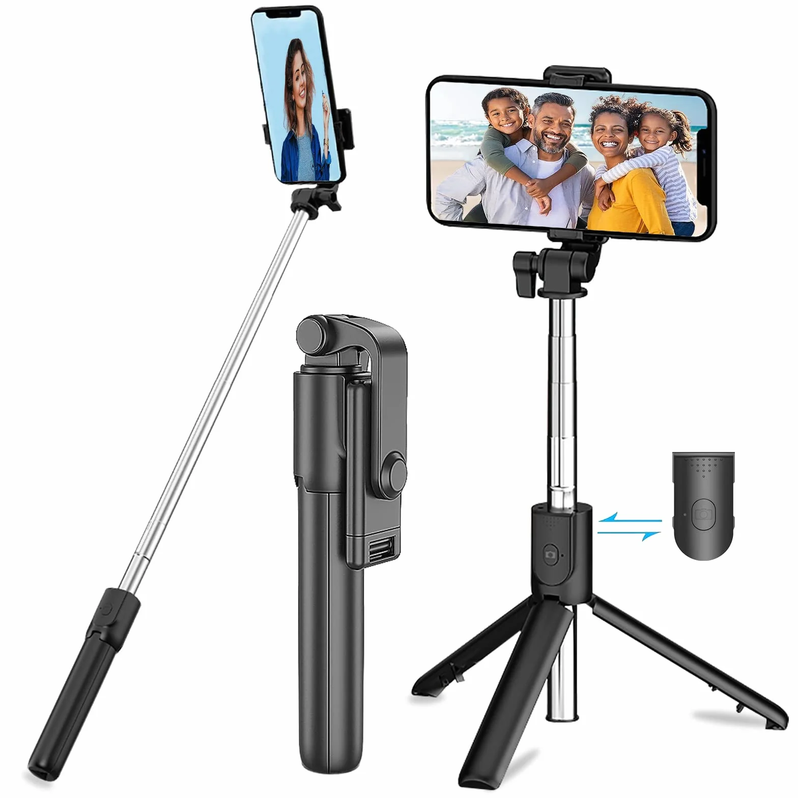 Bezprzewodowy Kij do Selfie Bluetooth Selfie Stick z Pilotem Zdalnego Sterowania, Składany Statyw