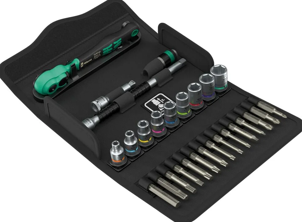 Zestaw z grzechotką 1/4" Zyklop Comfort 8100 SA 15, z przełącznikiem zmiany kierunku pracy, calowy, 28 części