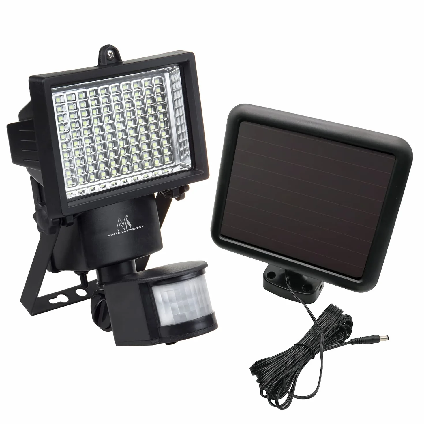 Maclean Energy MCE442 Solarny Halogen Naświetlacz LED Energooszczędny Z Czujnikiem Ruchu 6W, 360lm, Barawa Światła 6000K Zimna Biała, Akumulator Li-ion 2400 mAh 5,5V DC, Stopień Ochrony IP44