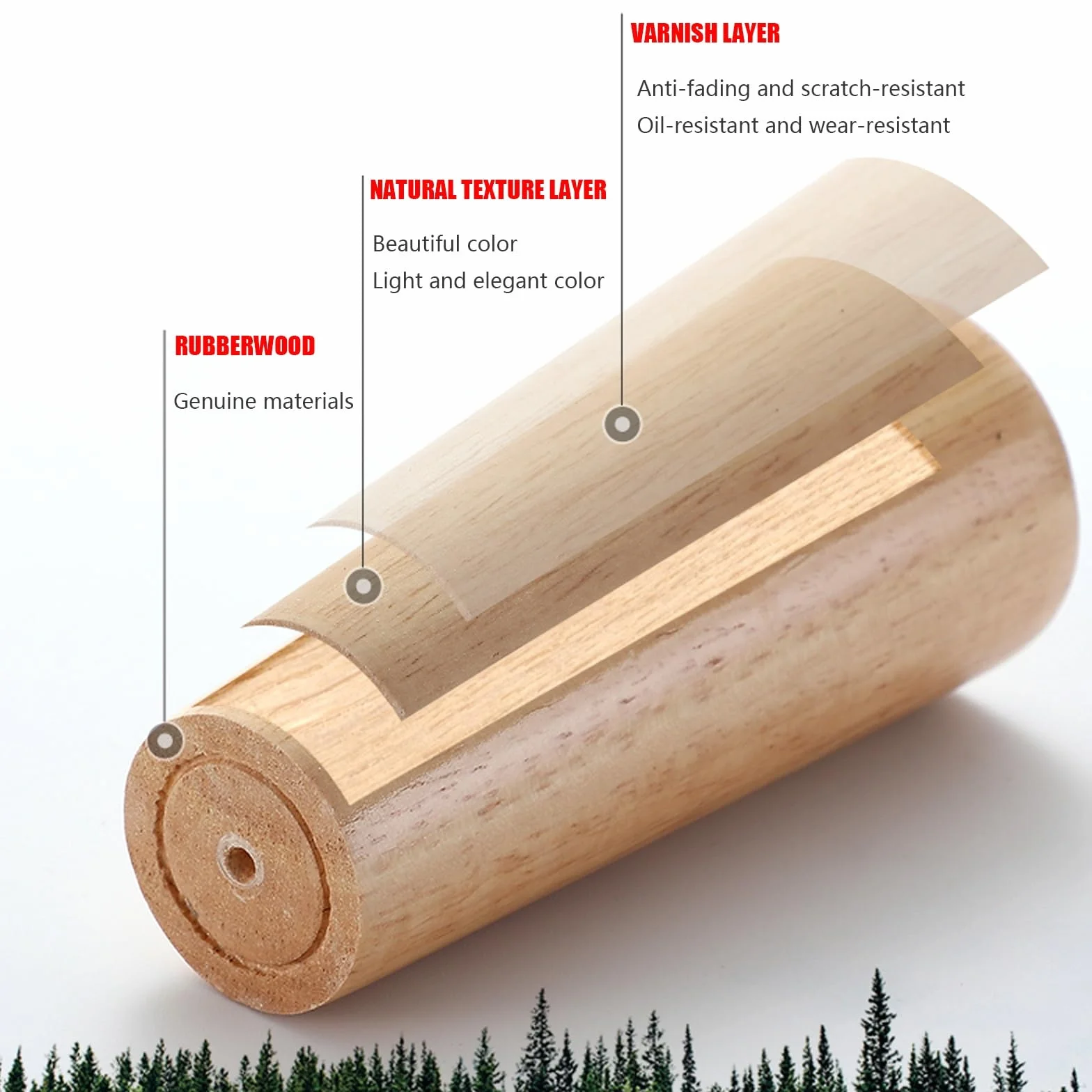 Nogi meblowe z naturalnego litego drewna, 60 cm, okrągłe, niedokończone, wymienne nogi ze śrubami montażowymi, do ramy łóżka i listwy środkowej, trwałe i stylowe podparcie