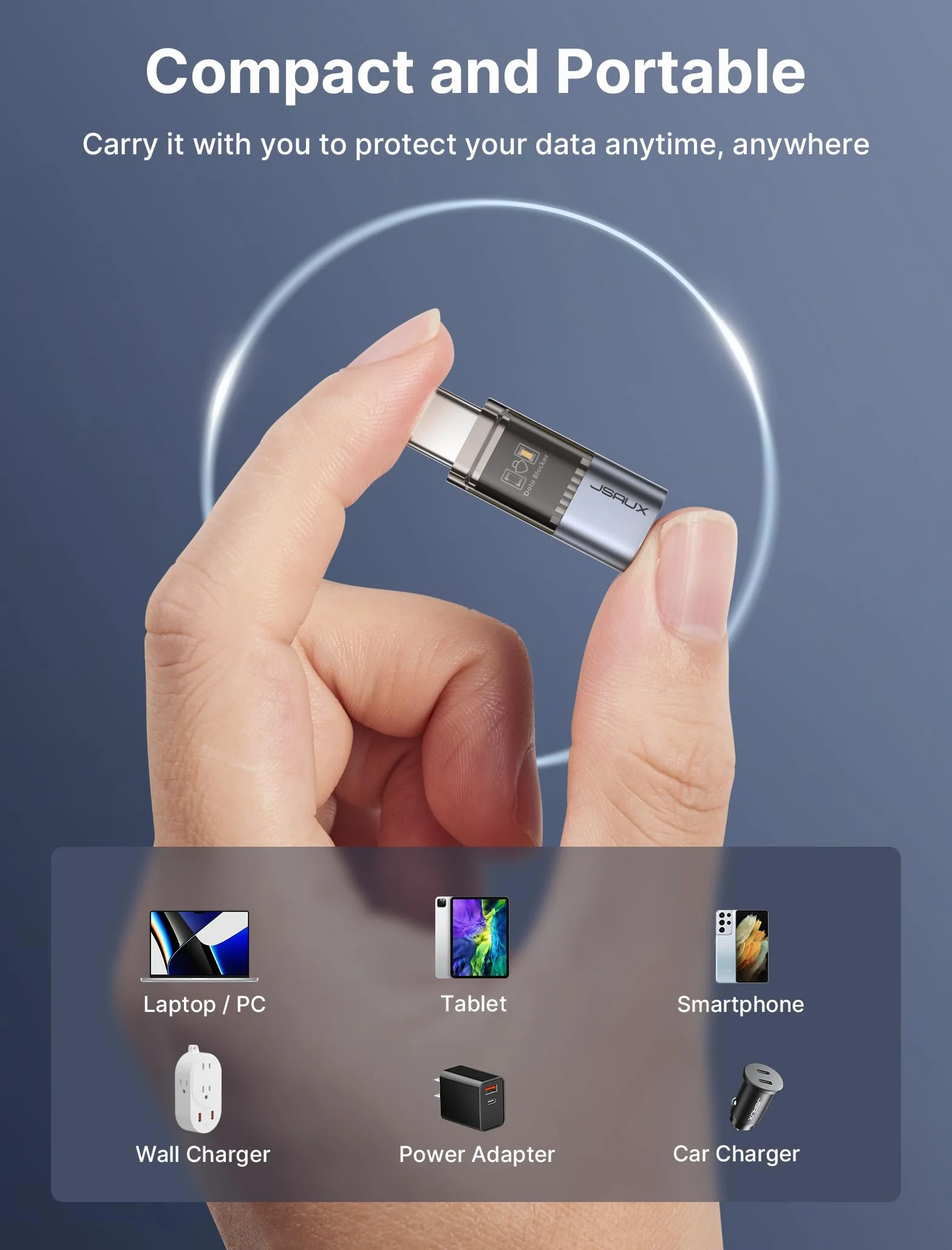 JSAUX Blokada Danych USB USB C 4-pak Tylko do Ładowania Przeciw Podsłuchiwaniu