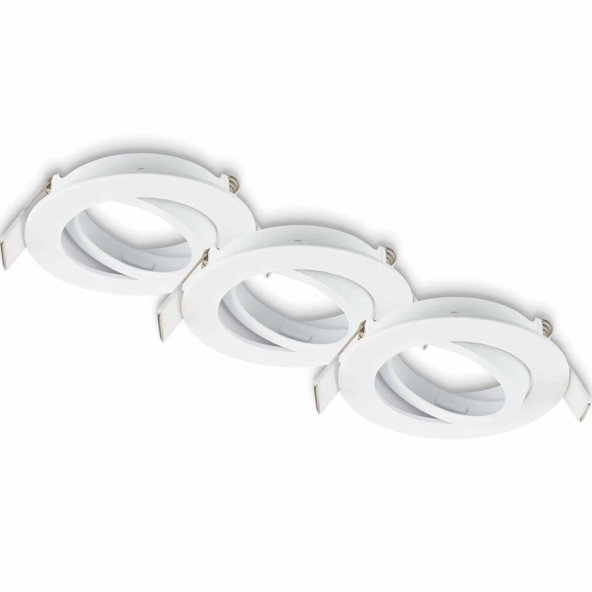 BRILONER - Zestaw 3 reflektorów wpuszczanych 230V płaskich, obrotowych, GU10, max. 7W, reflektory sufitowe, reflektory 230V, wpuszczane, sufitowe, otwór 68mm, 8x2,2 cm, biały