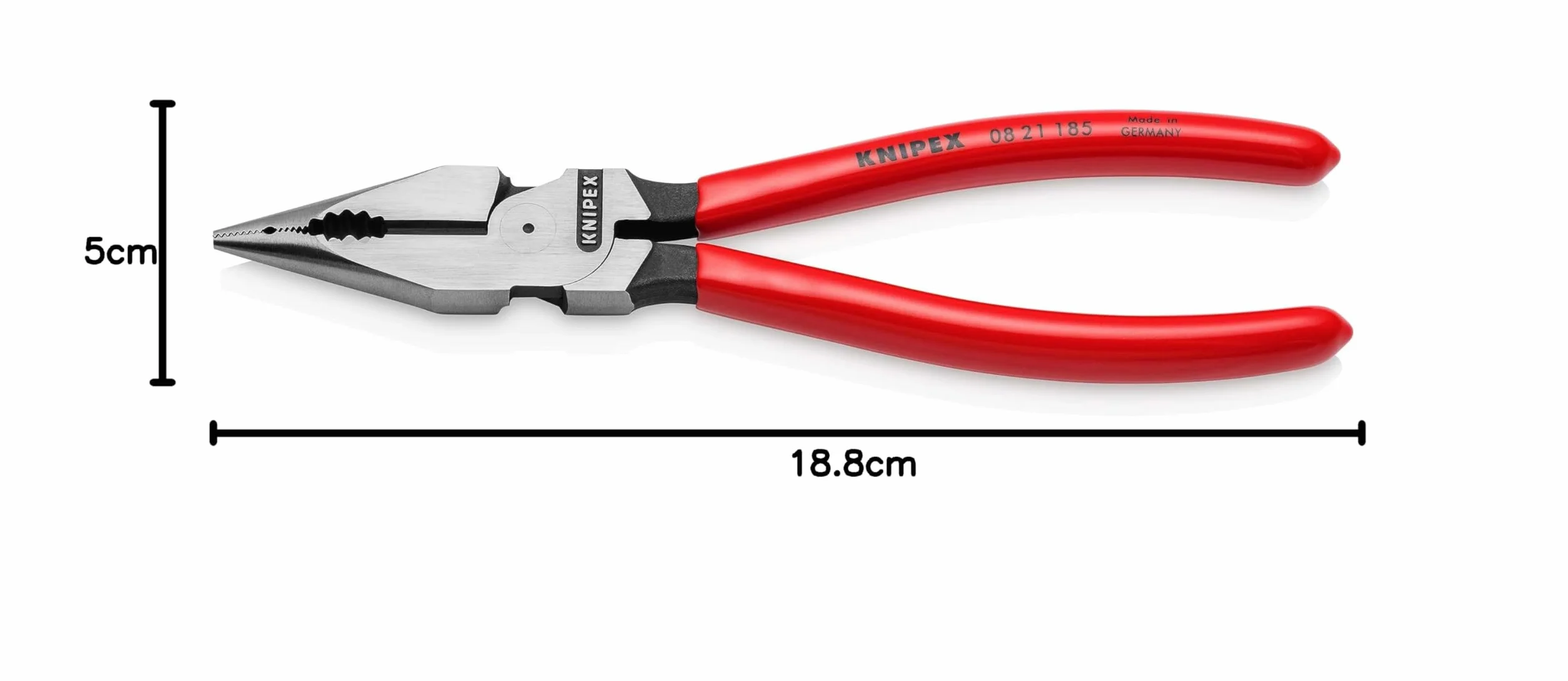 KNIPEX Szczypce uniwersalne z ostro zakończonymi szczękami z tworzywa sztucznego, powlekane 185 mm, 08 21 185