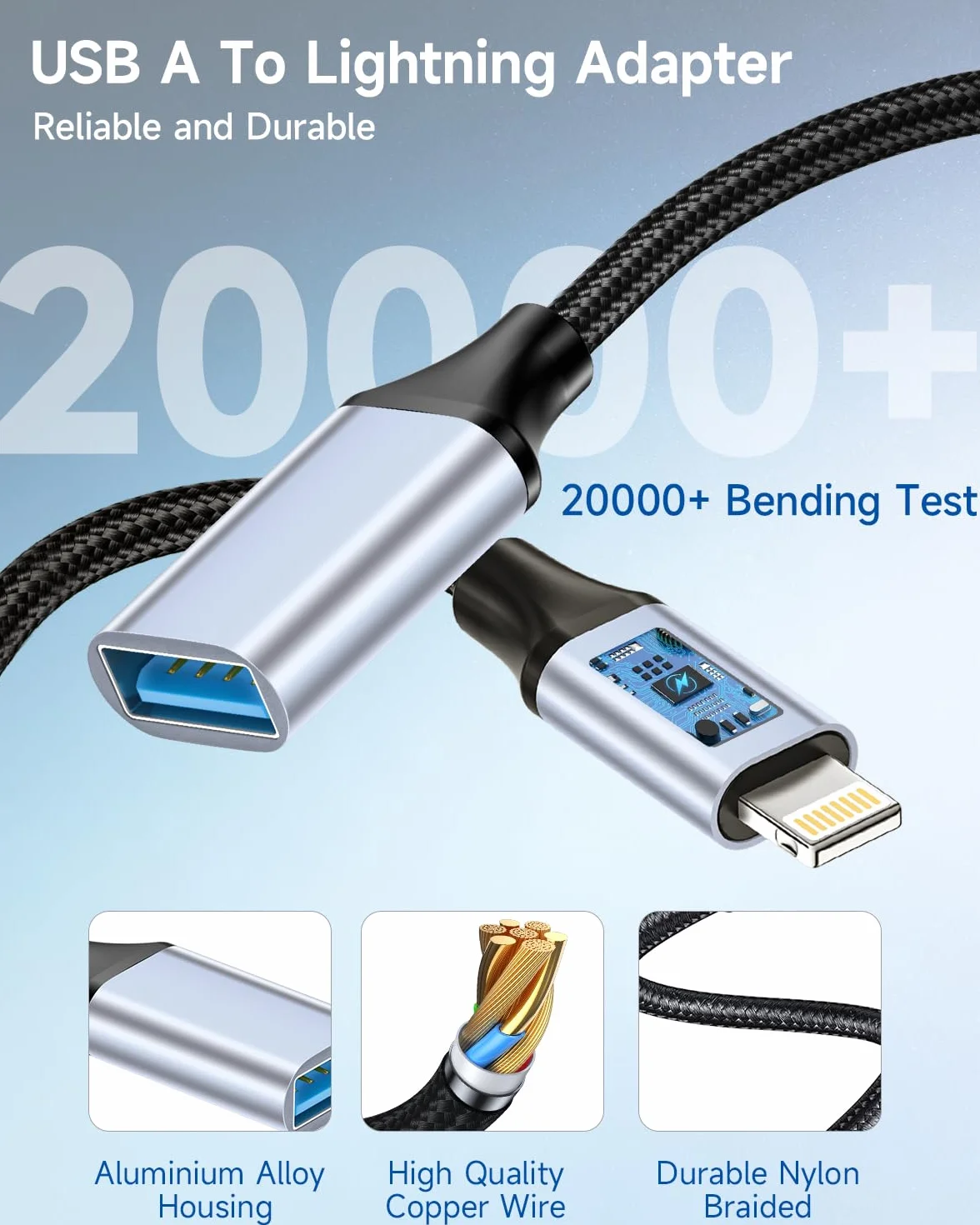 Adapter USB na Lightning do iPhone 14 13 12 11 Pro Max XS XR 8 7 Plus iPad OTG