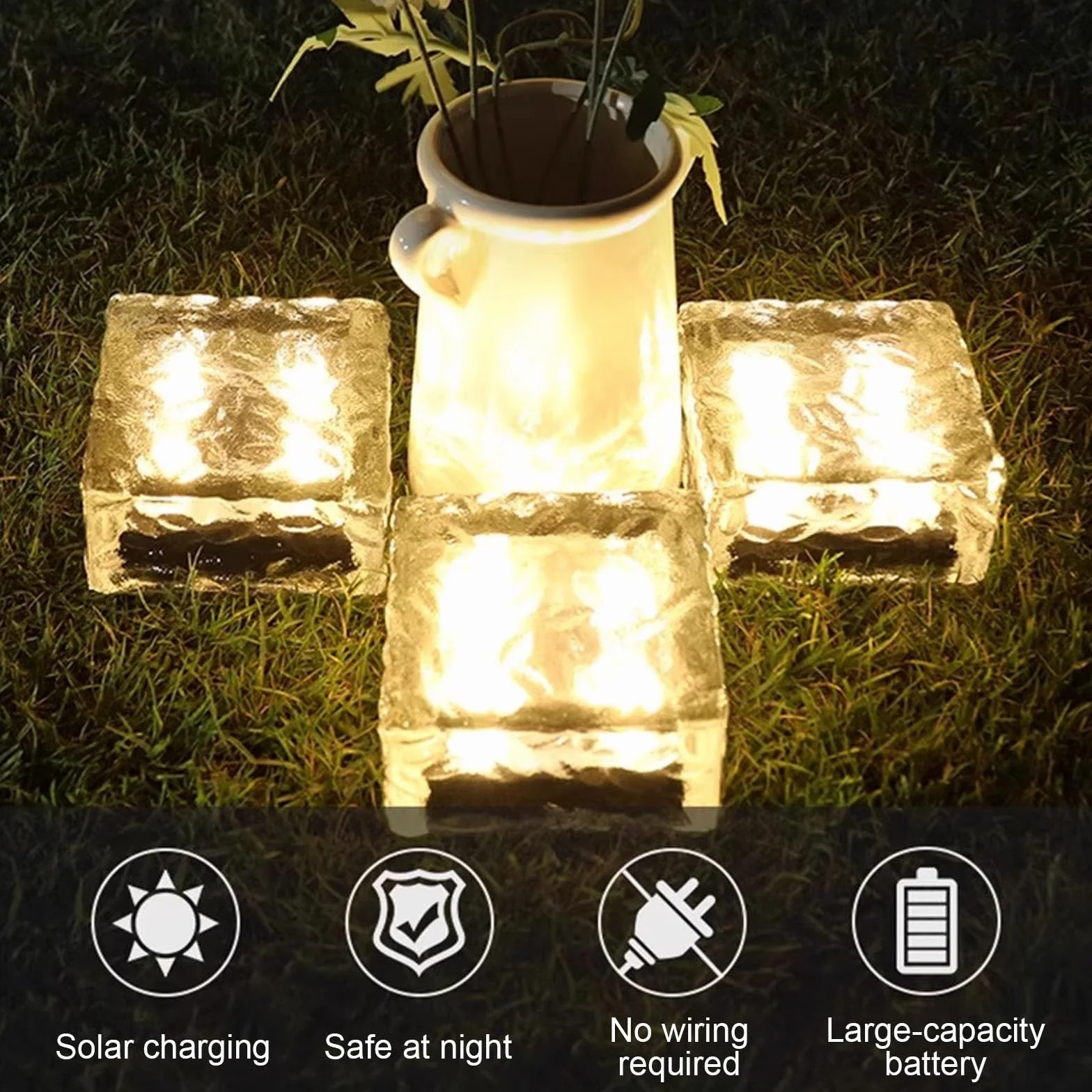 Kwadratowe lampy solarne ogrodowe, lampy ogrodowe LED do podjazdów, patio, podjazdów, dekoracji zewnętrznych
