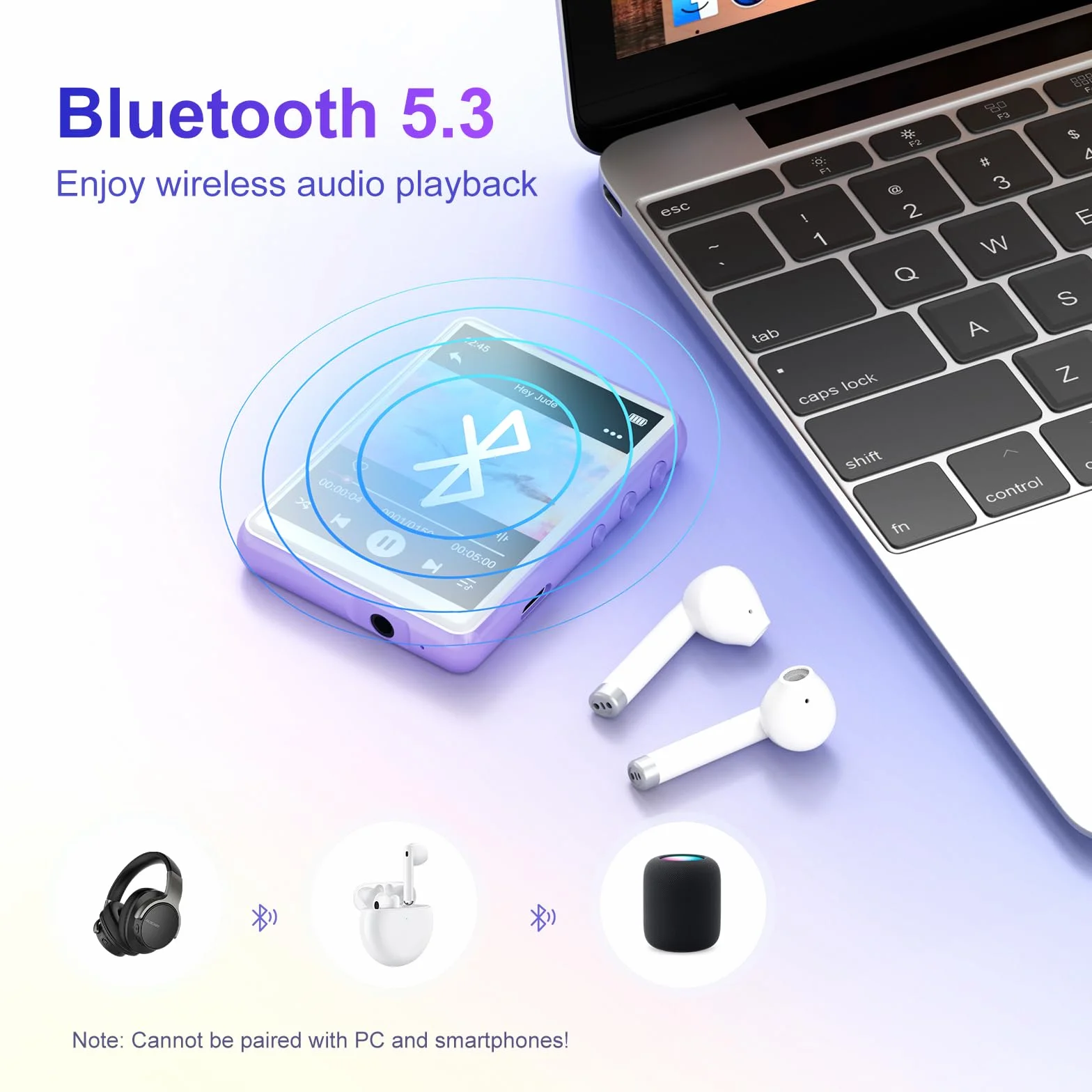 MECHEN Odtwarzacz MP3 Bluetooth 5.3 z ekranem dotykowym, odtwarzacz MP3 64 GB z głośnikiem, dźwięk HiFi, radio FM, muzyka, wideo, e-book, nagrywarka głosu, w zestawie pokrowiec ochronny