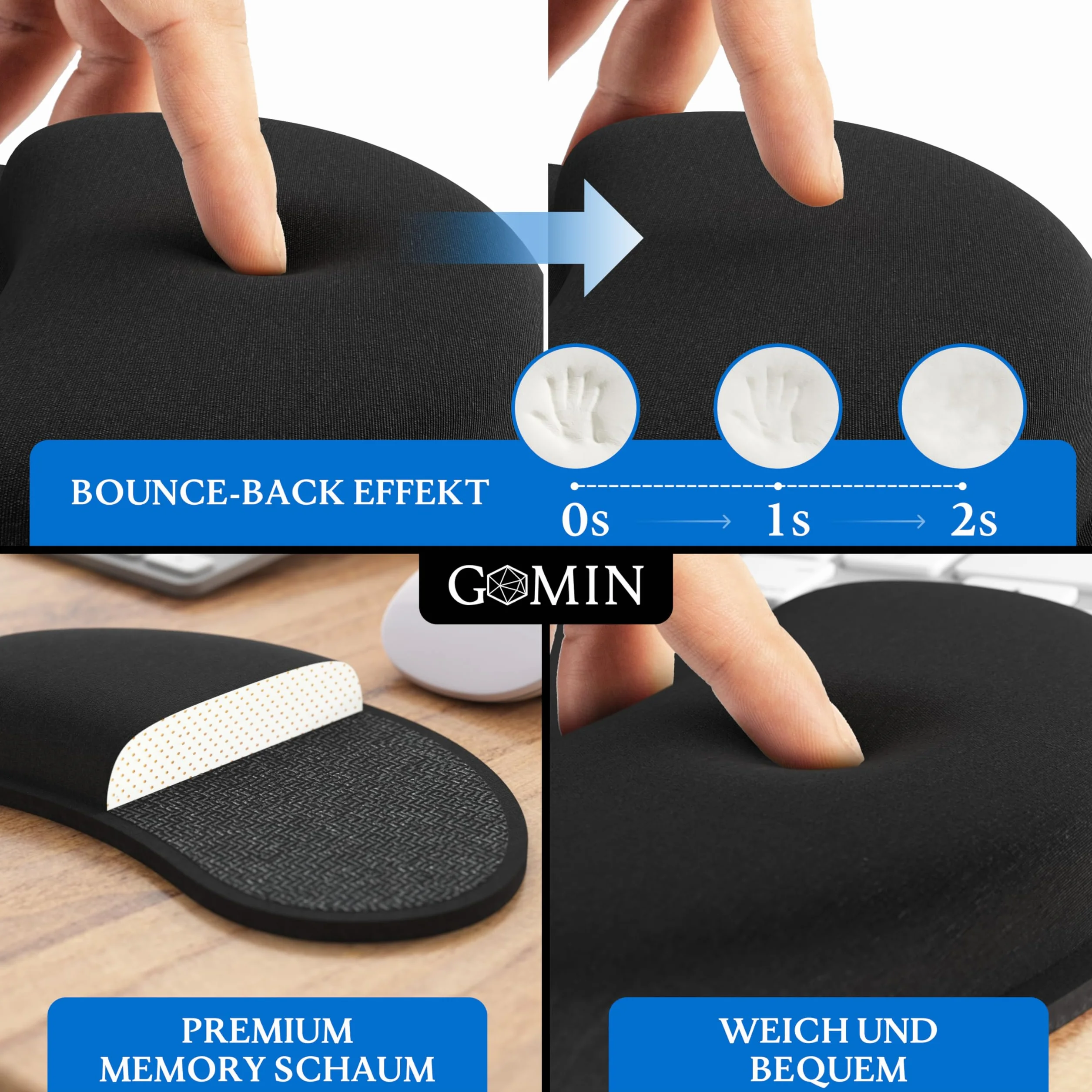 Gomin Podkładka pod nadgarstek pod mysz antypoślizgowa ergonomiczna do biura i gier