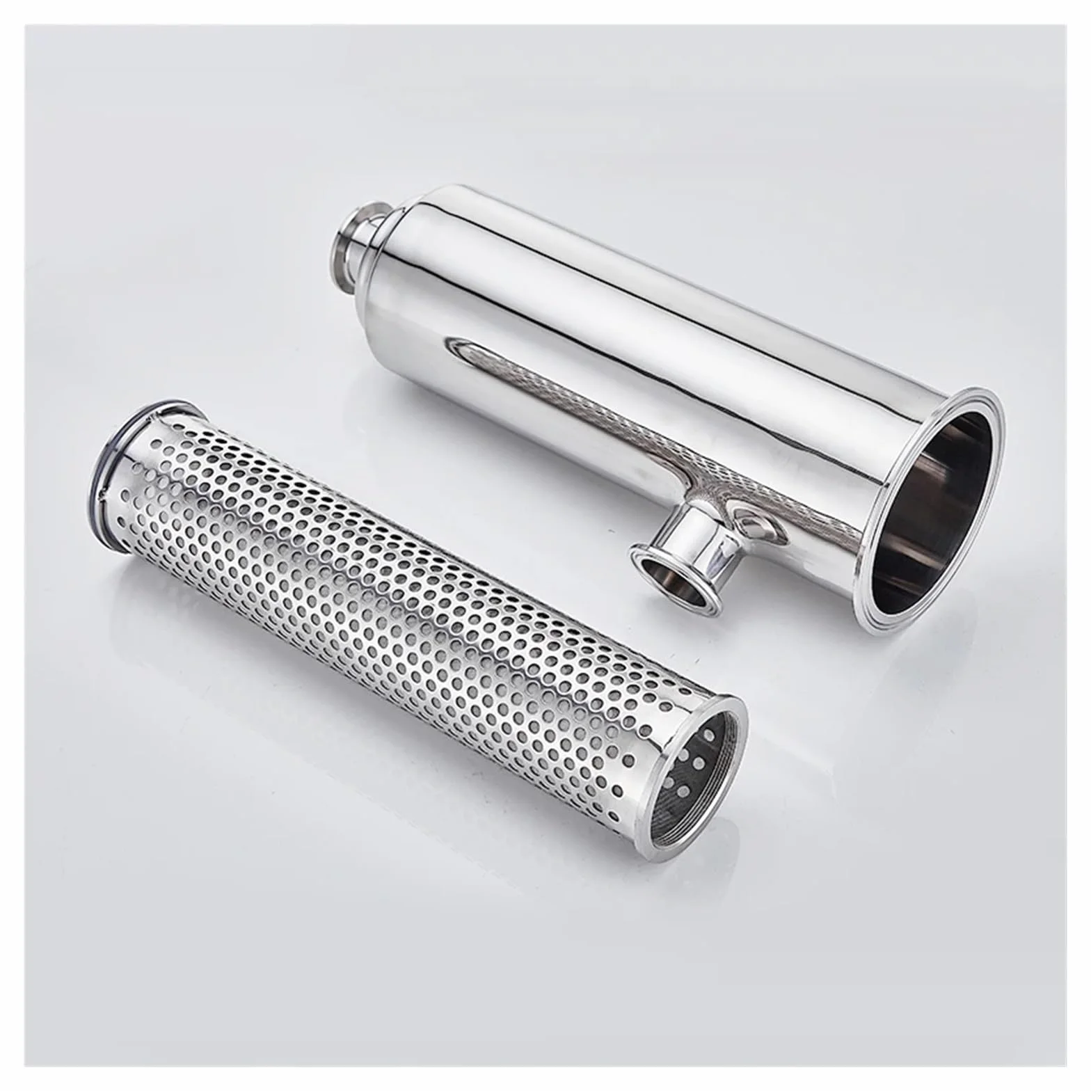 Kolanko 90 stopni 19-102mm potrójny zacisk rurowy filtr liniowy sitko Homebrew warzenie piwa SUS304 stal nierdzewna(45mm K64,60 Mesh)