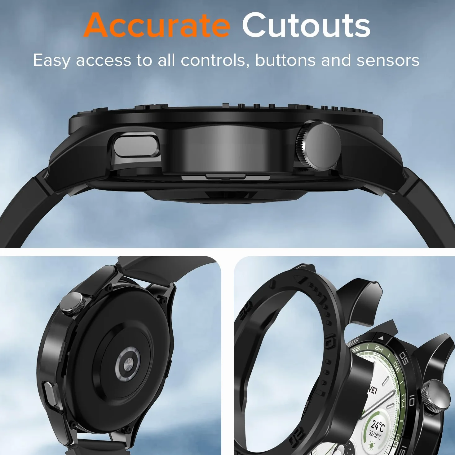 ivoler 3 Pack Hard PC Case do Huawei Watch GT 4 46mm, Ochrona wojskowa Odporny na wstrząsy futerał ochronny Ultra cienki odporny na zarysowania zderzak etui, 2 przezroczyste + 1 czarny