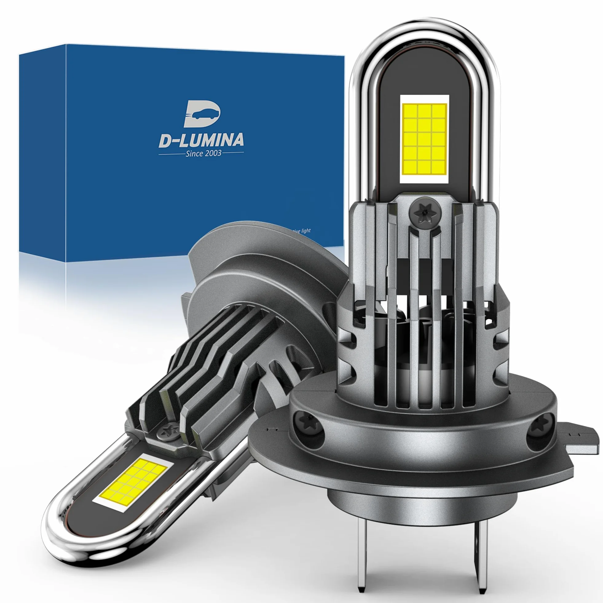 D-Lumina H7 żarówka LED Canbus 100W 16000LM, 6500K 500% Jasności, Super Bright Zestaw do Wymiany Reflektorów na Halogeny, Rozmiar 1:1, 2 sztuki