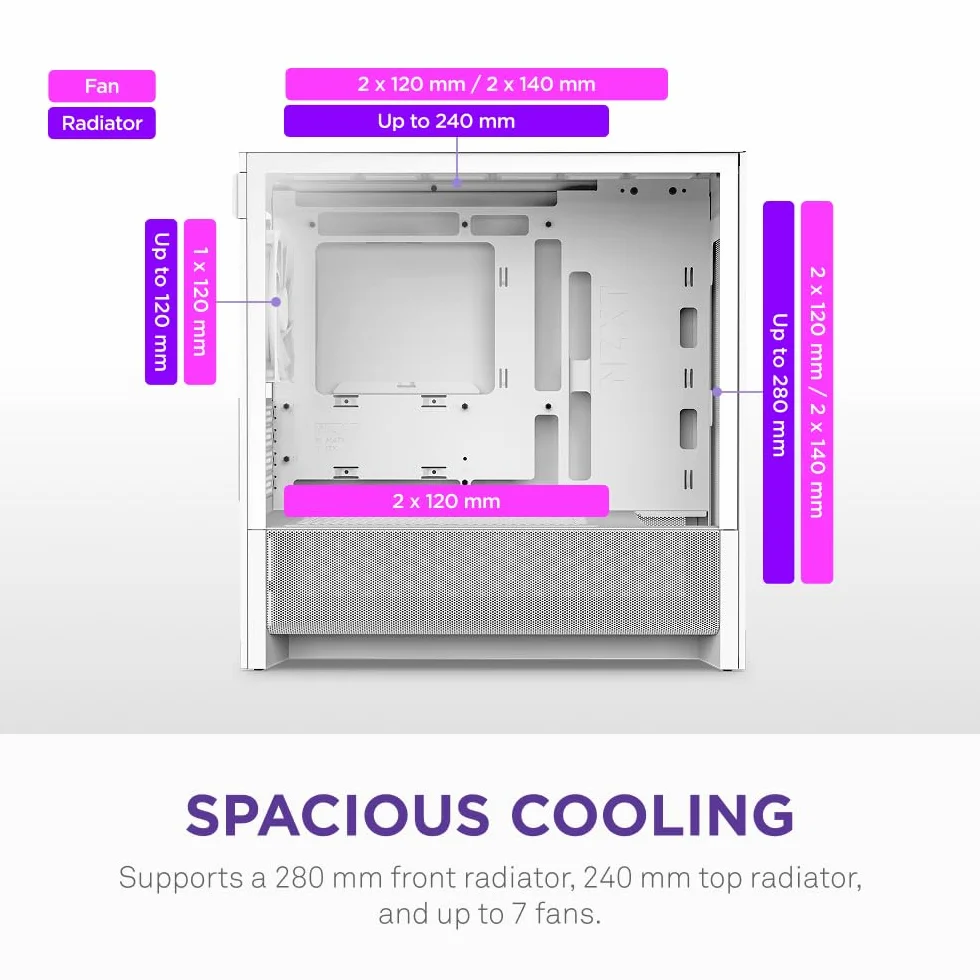 NZXT H3 Flow Obudowa Micro-ATX Biała 280 mm 240 mm Back-connect