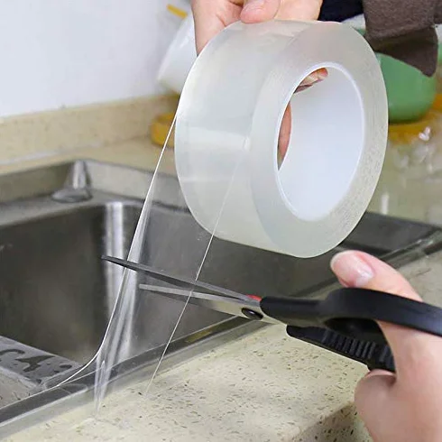 SHOP-STORY przezroczysta taśma samoprzylepna do połączeń kuchennych i łazienkowych, długość 3 m, szerokość 2 cm