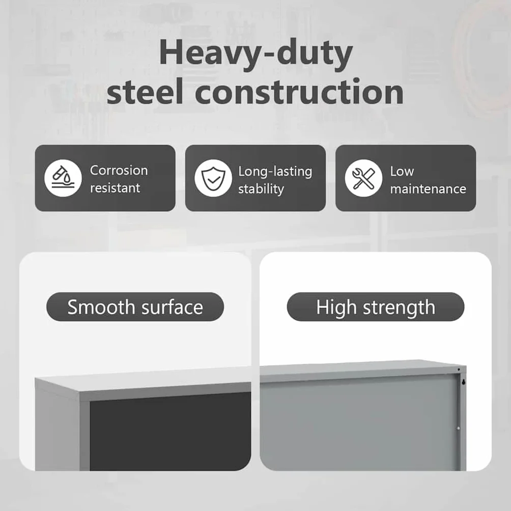 vidaXL Zestaw szafek narzędziowych z półką 3 pcs Czarny, Organizacja warsztatu, ścienny szafka na narzędzia, metalowe przechowywanie, pegboard do garażu, idealne na bałagan
