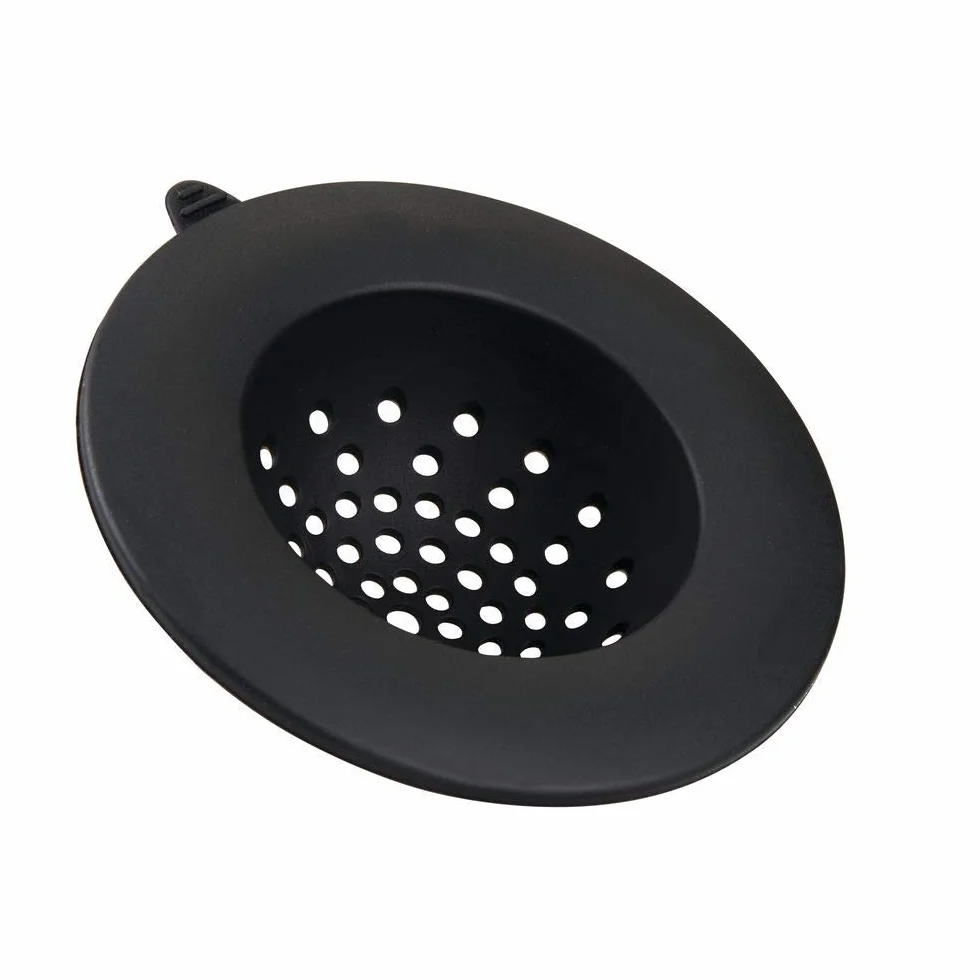 iDesign Sitko spustowe do zlewu kuchennego Austin, silikonowe okrągłe sitko, czarne