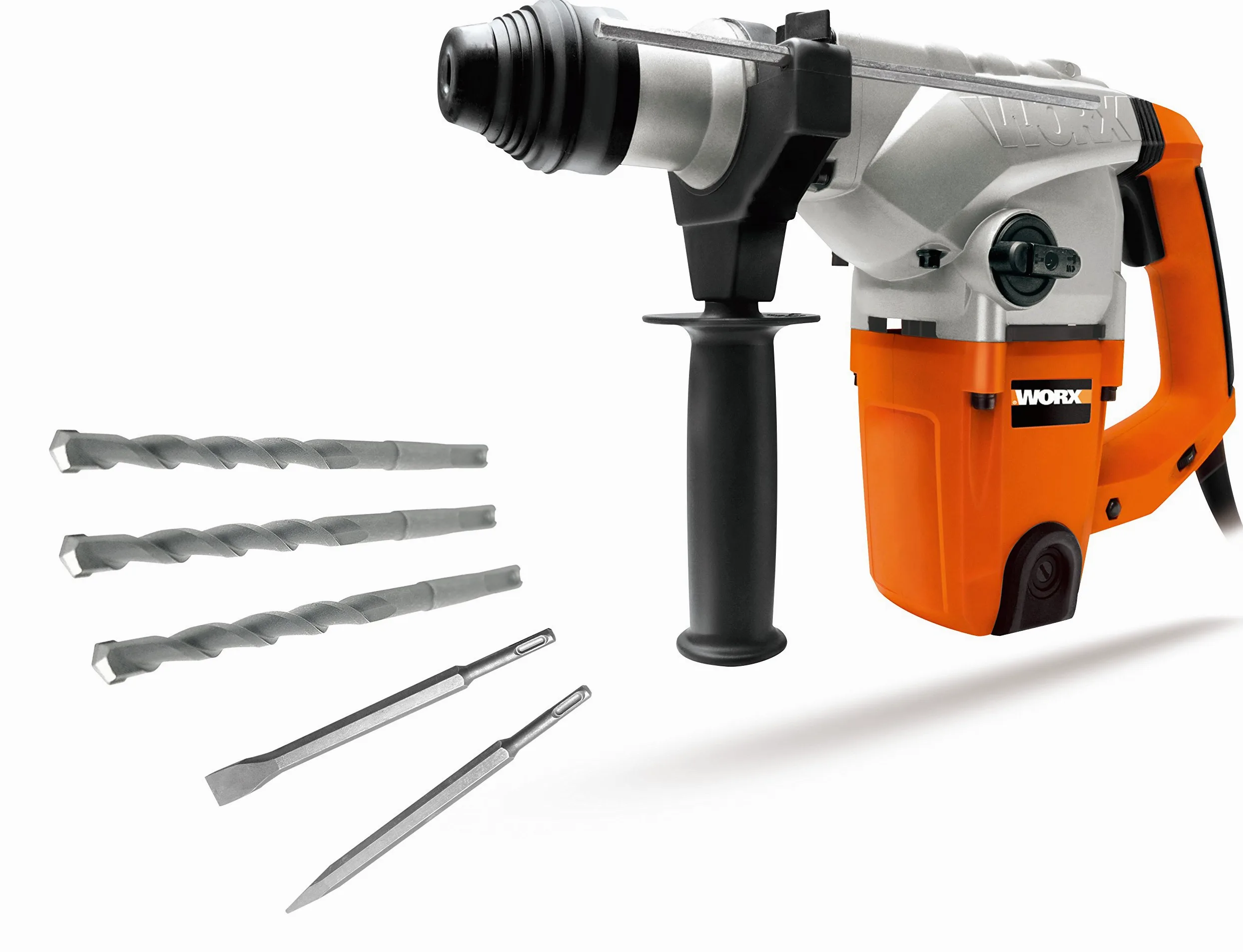 WORX WX333 młot udarowo-obrotowy 1250 W – mocne wiertło udarowe SDS plus z uchwytem antywibracyjnym – do wiercenia młotkowego, wiercenia i dłutowania – siła pojedynczego udaru 5 J