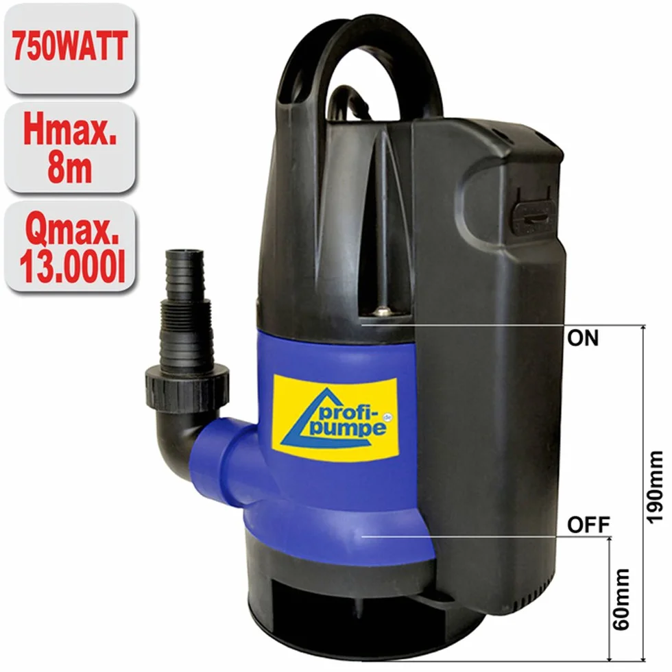 DIRT-STAR-EXTRA-SS 750 pompa do brudnej wody, pompa głębinowa, pompa ogrodowa do nawadniania i jako pompa do piwnicy – do odprowadzania wody z wbudowanym przełącznikiem pływakowym