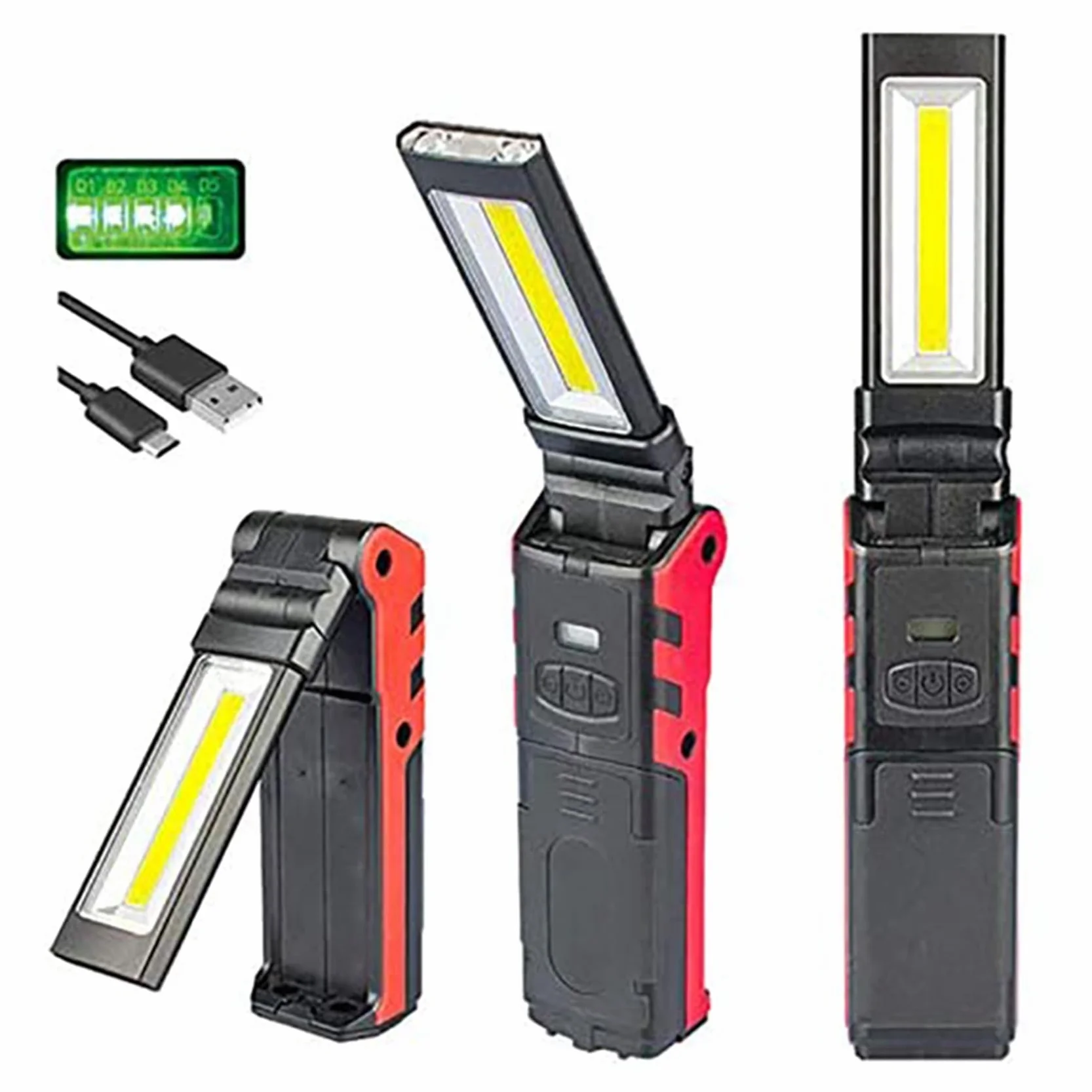3X Super Jasne Światło Robocze LED COB z Podstawą Magnetyczną i Haczykiem Ładowalna Latarka USB z Możliwością Przyciemniania do Naprawy Samochodów na Zewnątrz